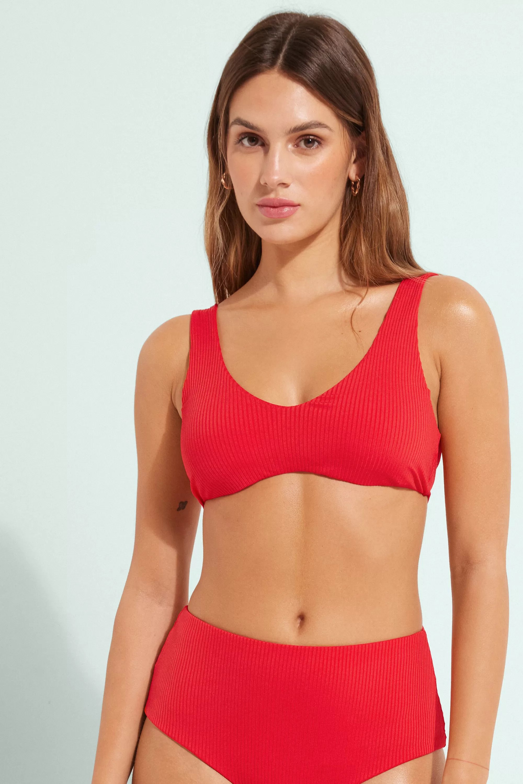 Sale Bikini Bra Top Imbottitura Estraibile Microfibra Riciclata Costine - Bikini Top - Donna | Bikini | Bikini Top