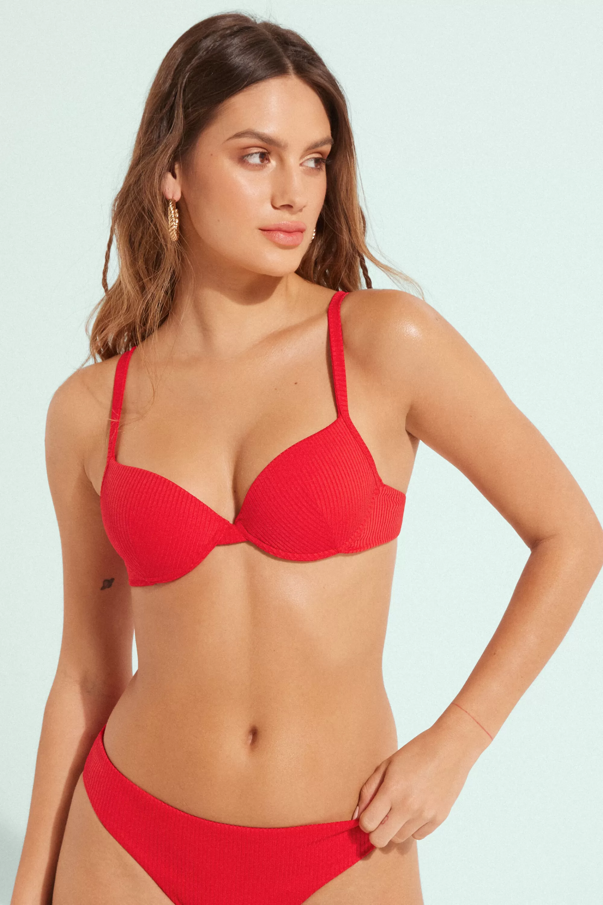 Best Bikini Push-Up Imbottito Microfibra Riciclata Costine - Push Up - Donna | Bikini | Bikini Top