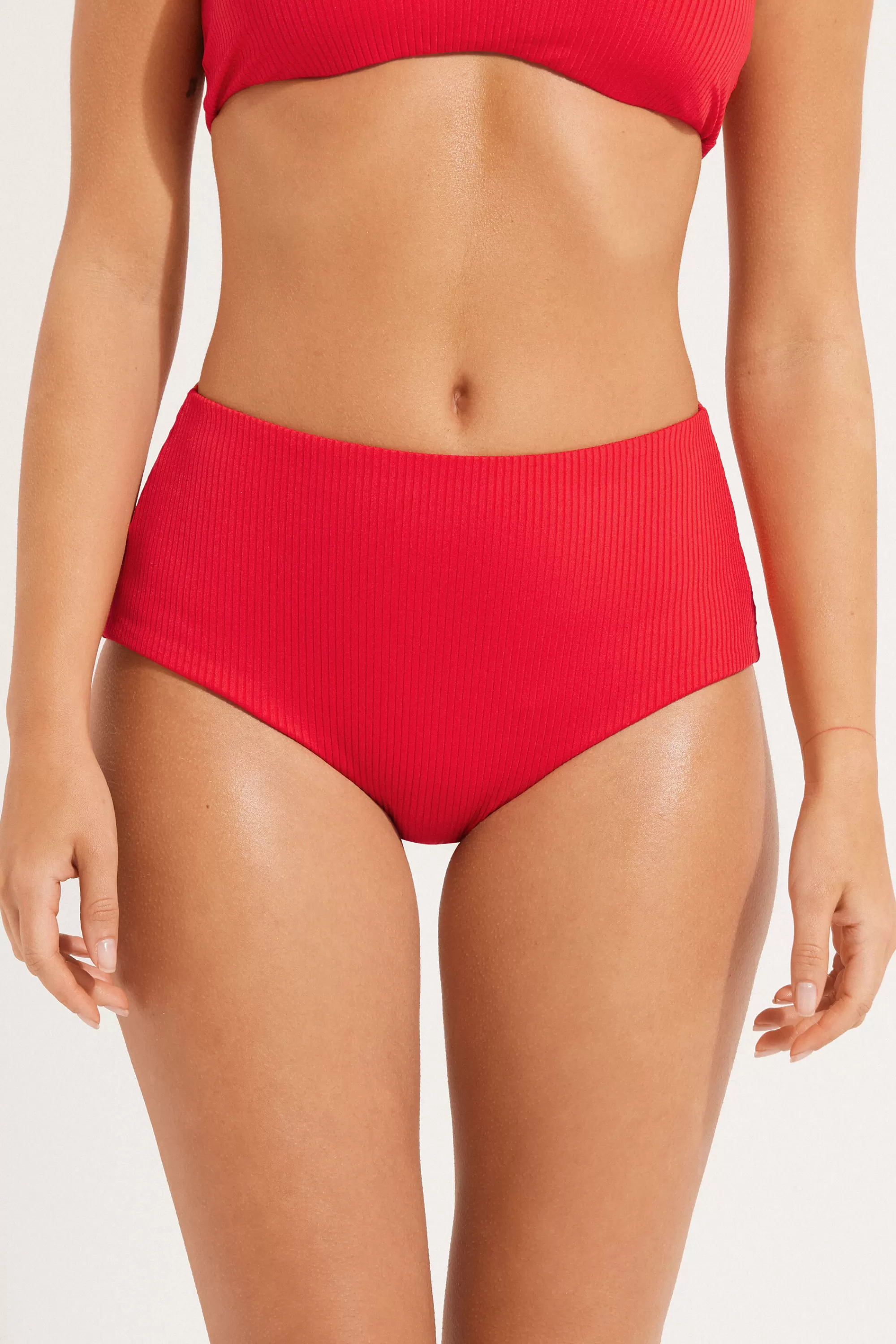Online Bikini Slip Alto Microfibra Riciclata Costine - Slip - Donna | Bikini | Bikini Slip