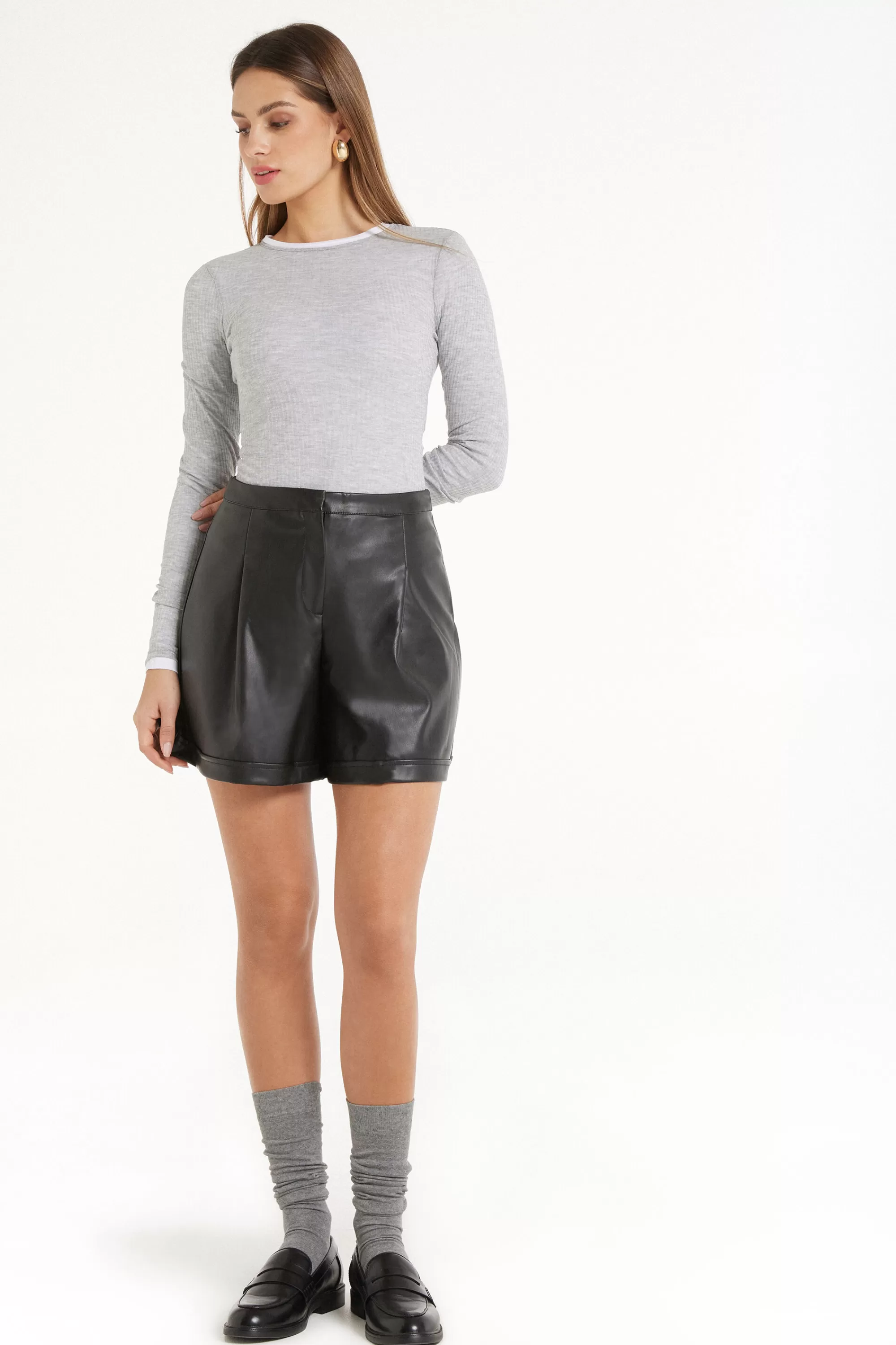Clearance Body Manica Lunga Girocollo Viscosa Ultraleggera A Costine - Body - Donna | Body | Maglie maniche lunghe