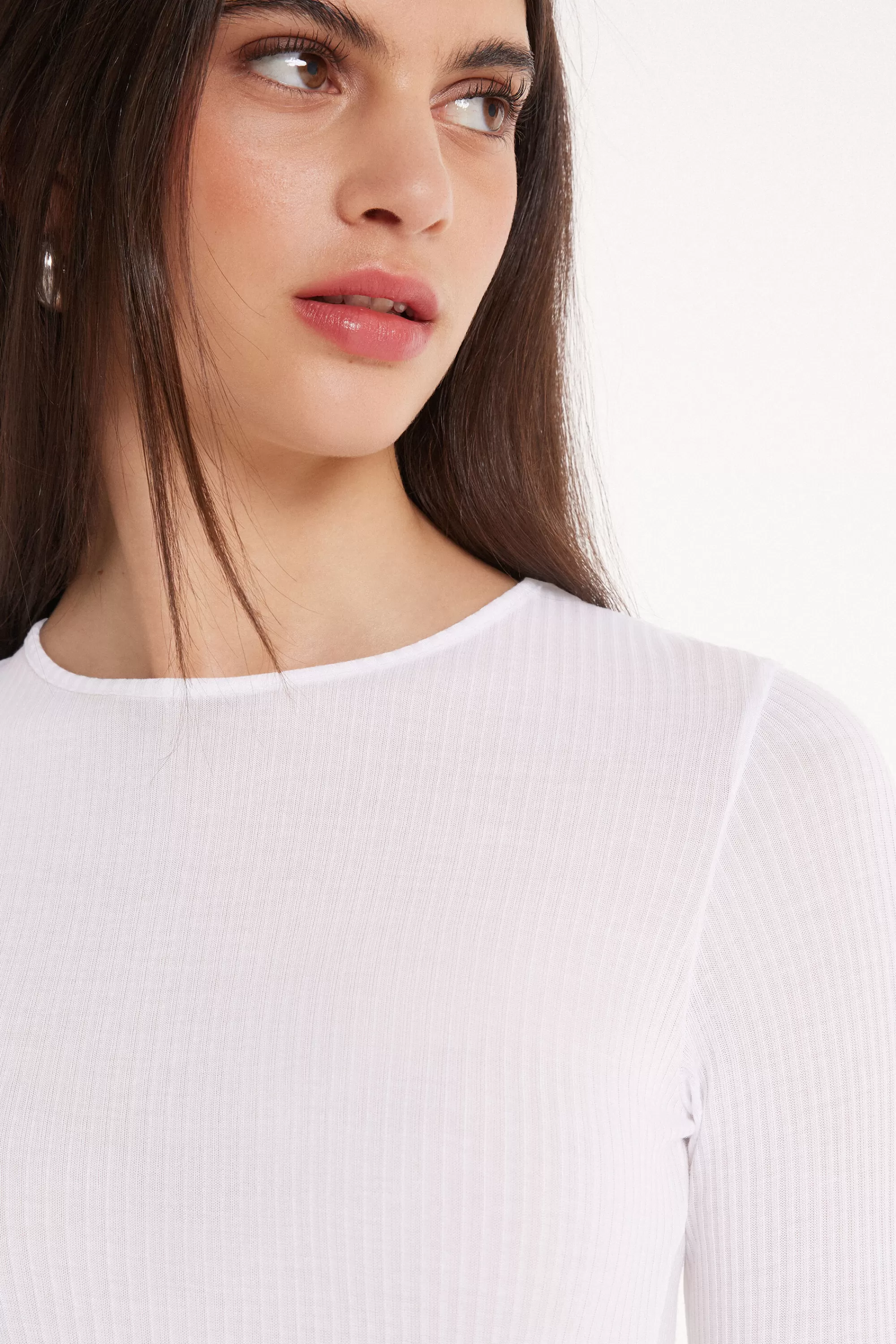 Best Sale Body Manica Lunga Girocollo Viscosa Ultraleggera A Costine - Body - Donna | Body | Maglie maniche lunghe