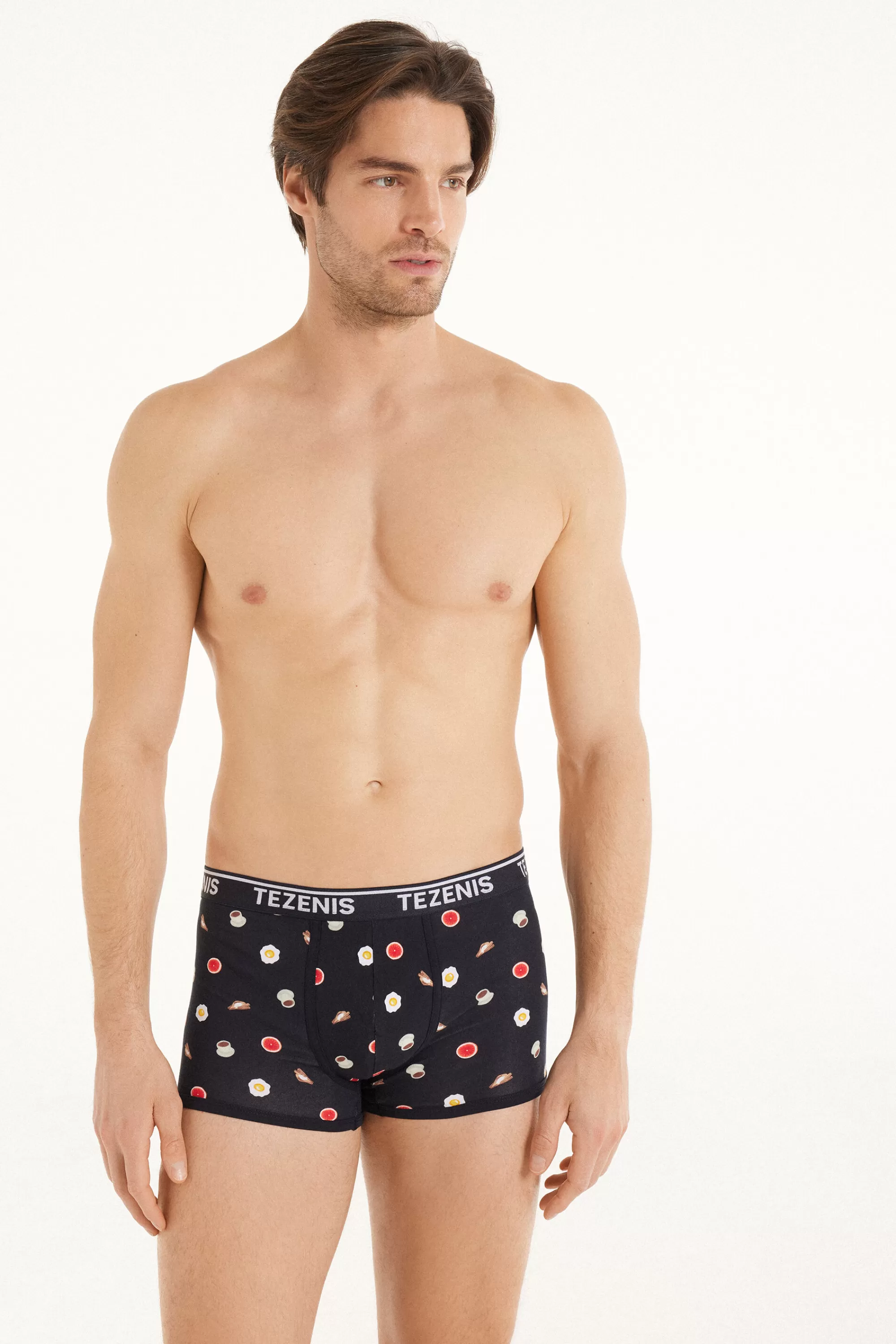 Shop Boxer In Cotone Stampato Bordi A Contrasto Con Logo - Boxer - Uomo | Boxer