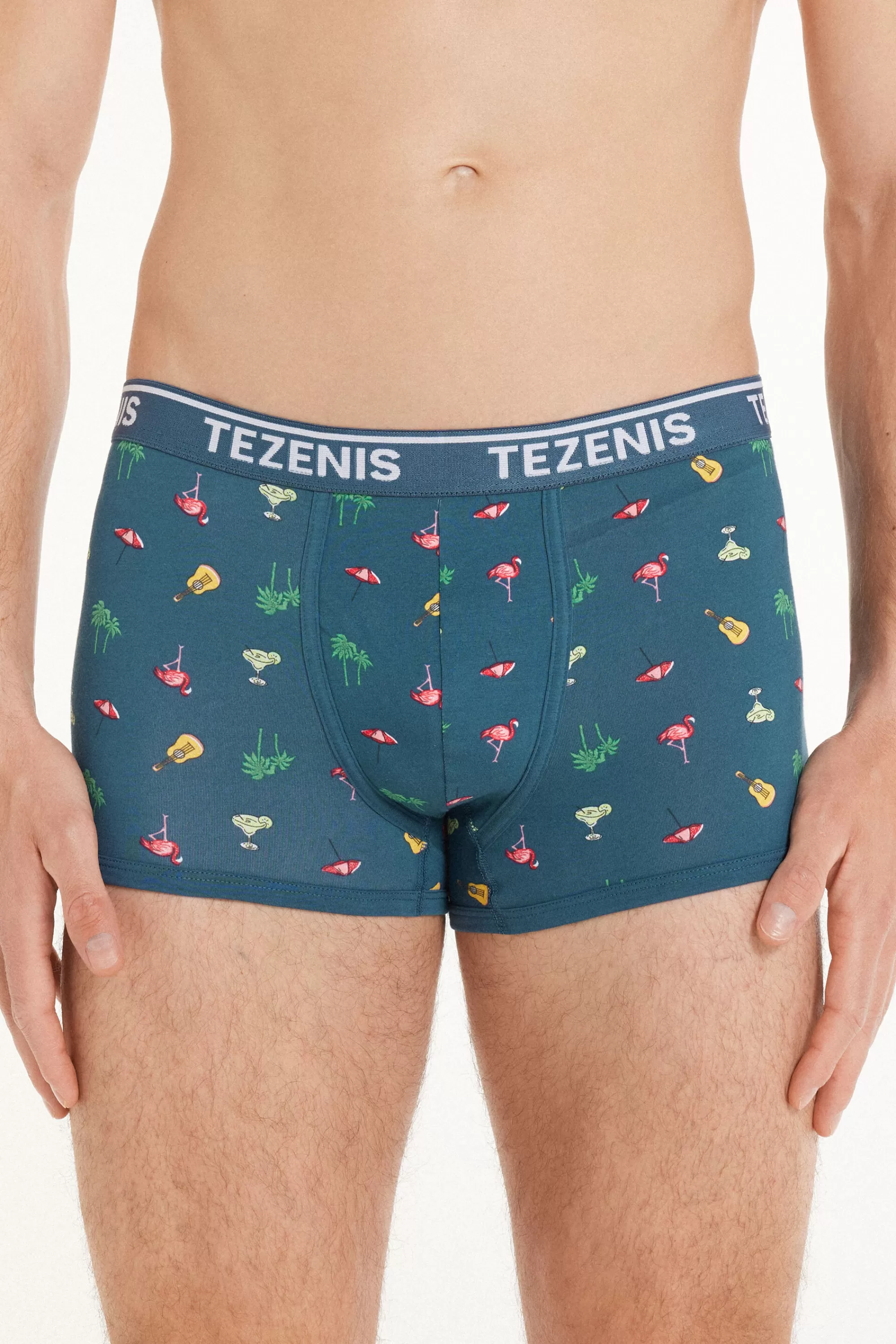 Outlet Boxer In Cotone Stampato Bordi A Contrasto Con Logo - Boxer - Uomo | Boxer