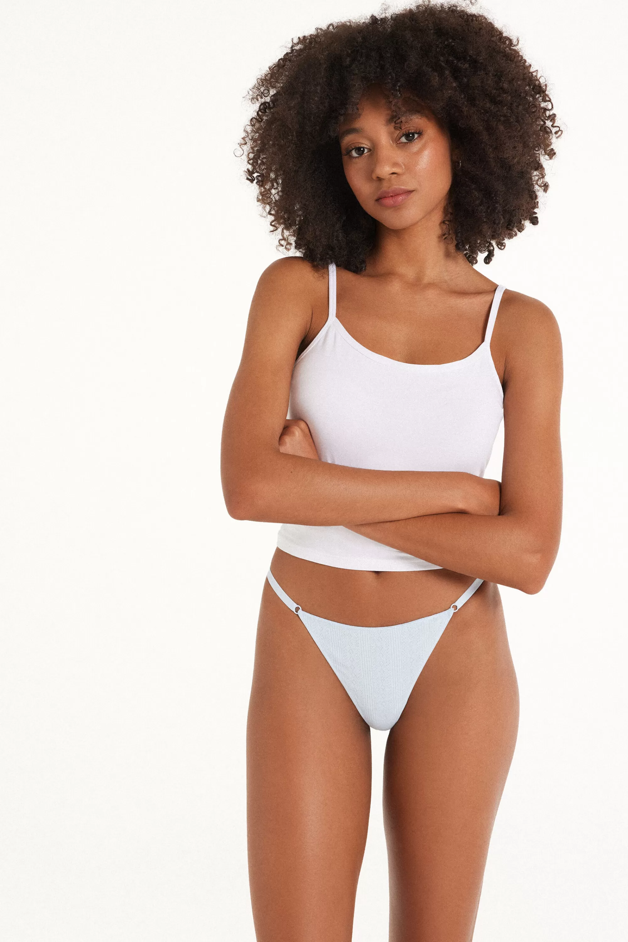Shop Brasiliano Con Fianchetto Tanga Cotone Pointelle - Perizoma E Tanga - Donna | Slip