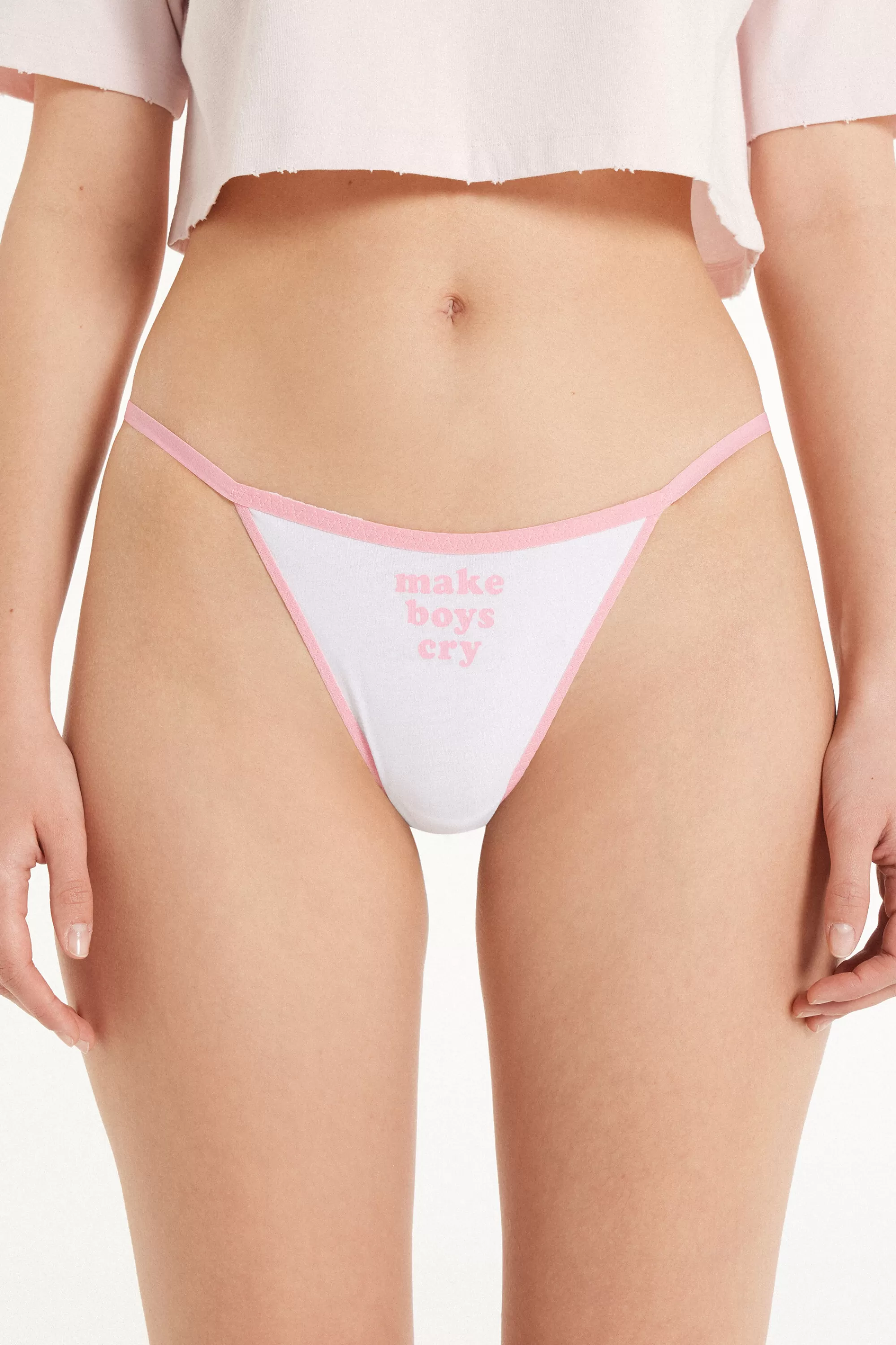 Discount Brasiliano Con Fianchetto Tanga In Cotone Con Stampa - Brasiliana - Donna | Slip