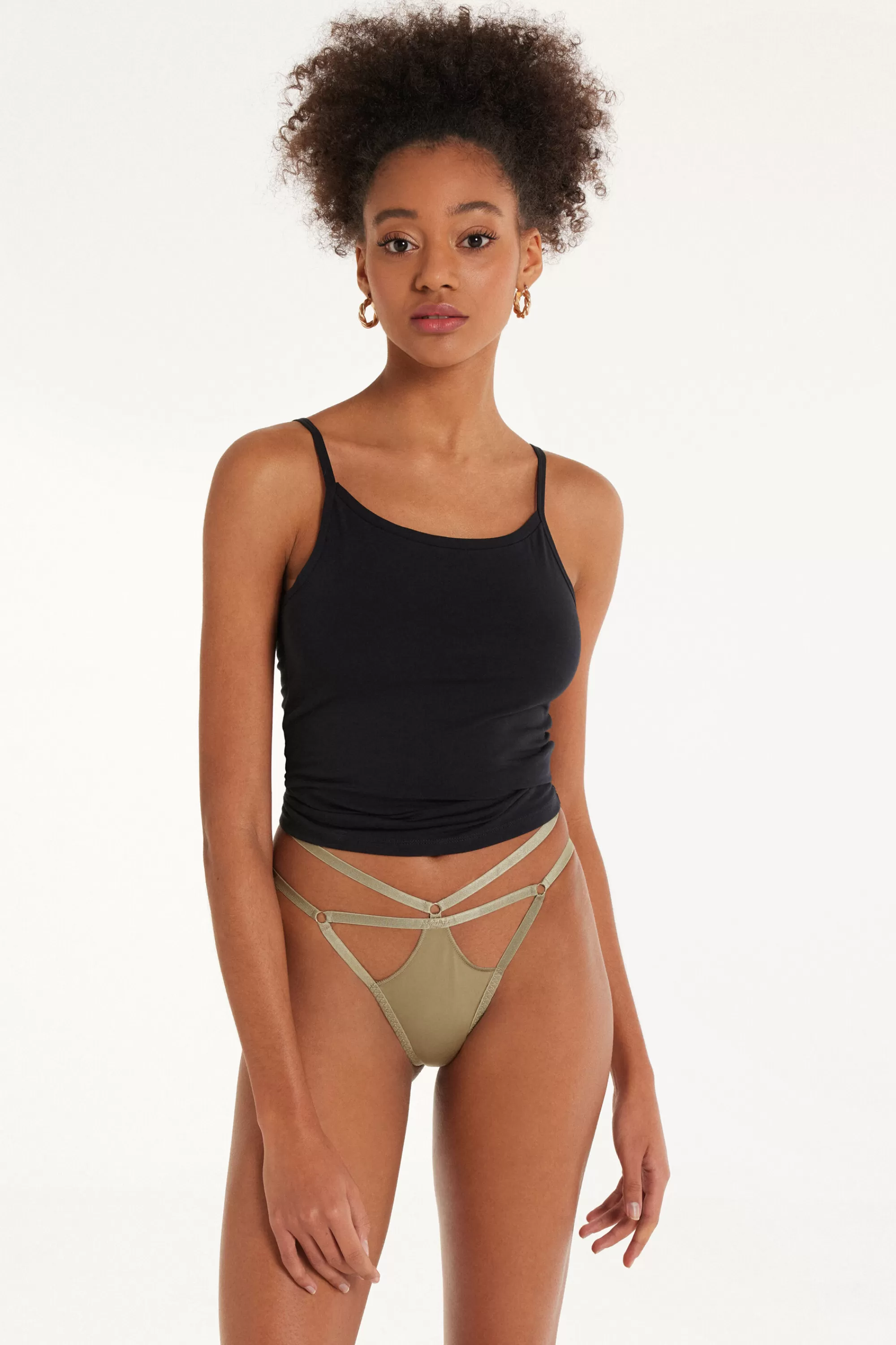 Sale Brasiliano Con Fianchetto Tanga In Microfibra Lucida - Brasiliana - Donna | Slip