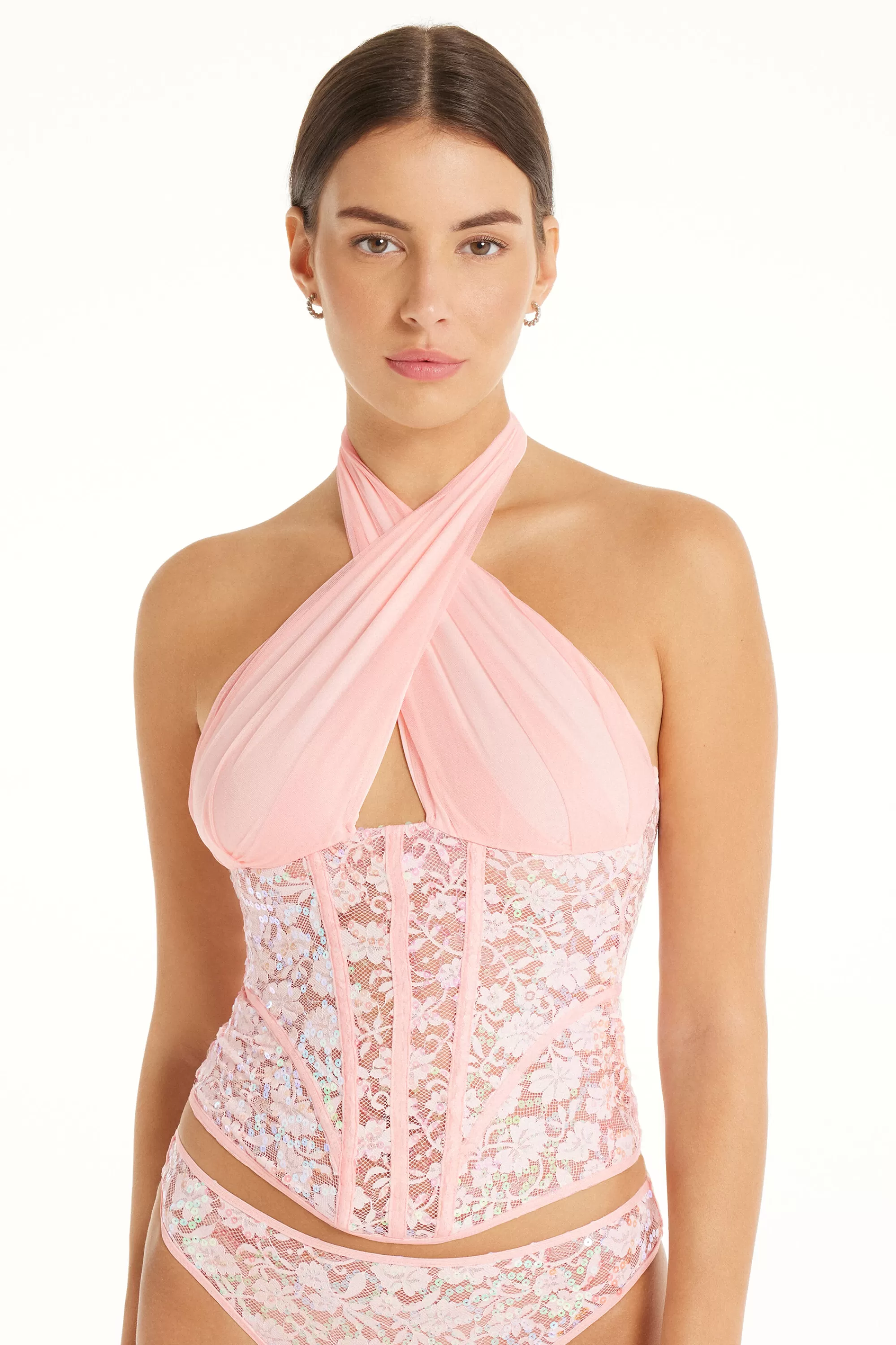 Clearance Bustino Pizzo E Paillettes Sequin Lace - Canotte E Top - Donna | Canotte e Top