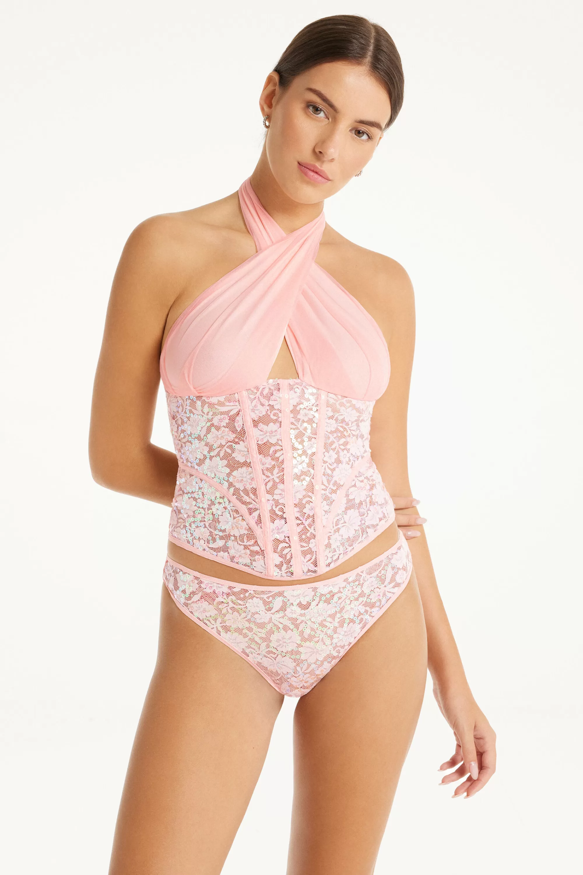 Clearance Bustino Pizzo E Paillettes Sequin Lace - Canotte E Top - Donna | Canotte e Top