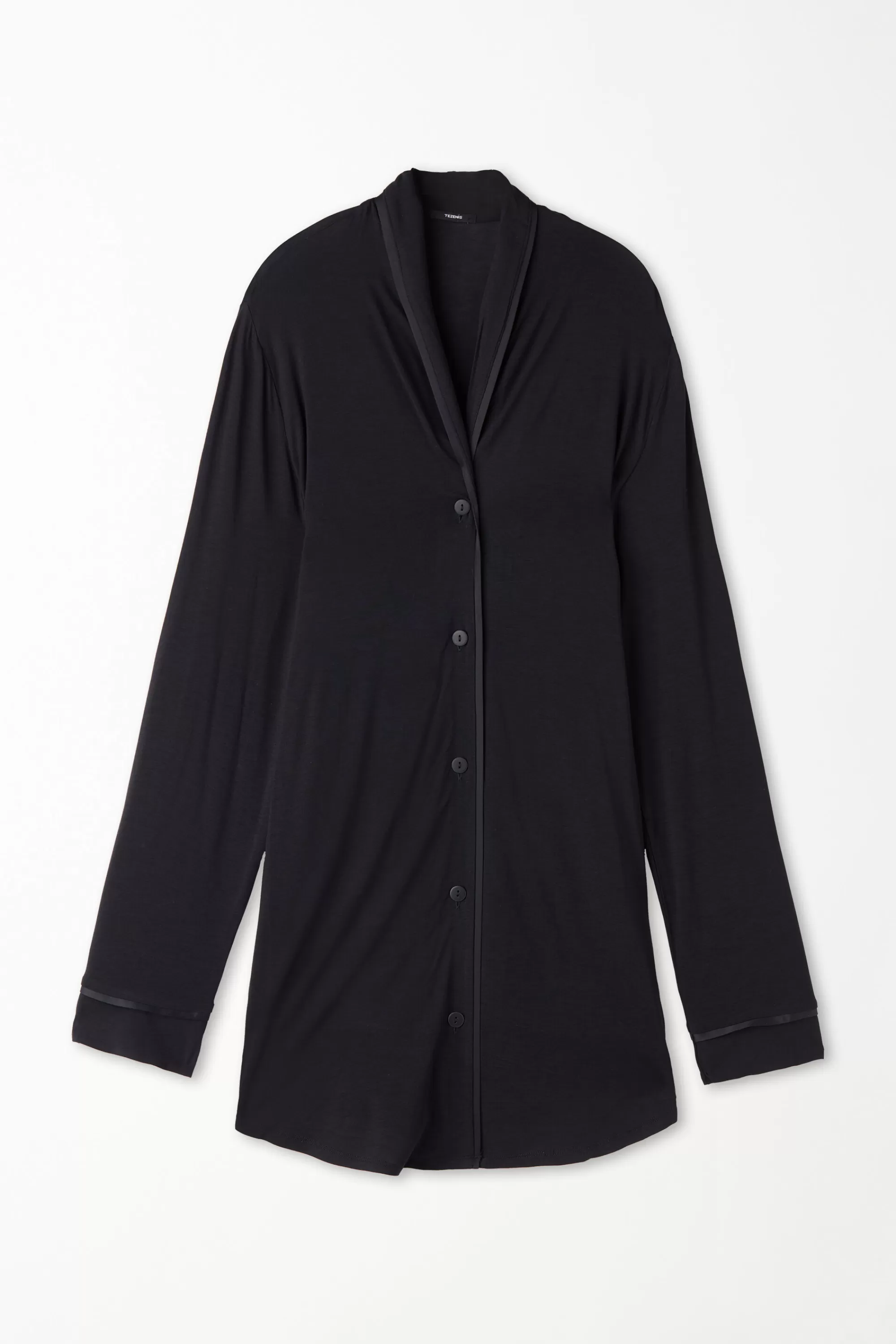 Sale Camicia Da Notte Manica Lunga Con Bottoni Profili Raso - Camicie Da Notte E Vestaglie - Donna | Camicie da notte e Vestaglie
