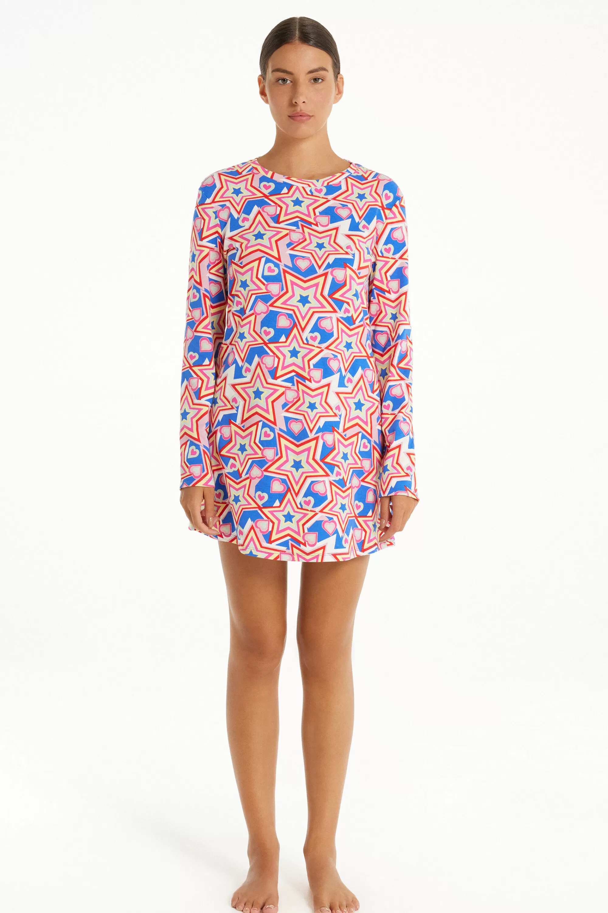 Clearance Camicia Da Notte Manica Lunga Cotone Stampa Stelle - Camicie Da Notte E Vestaglie - Donna | Camicie da notte e Vestaglie