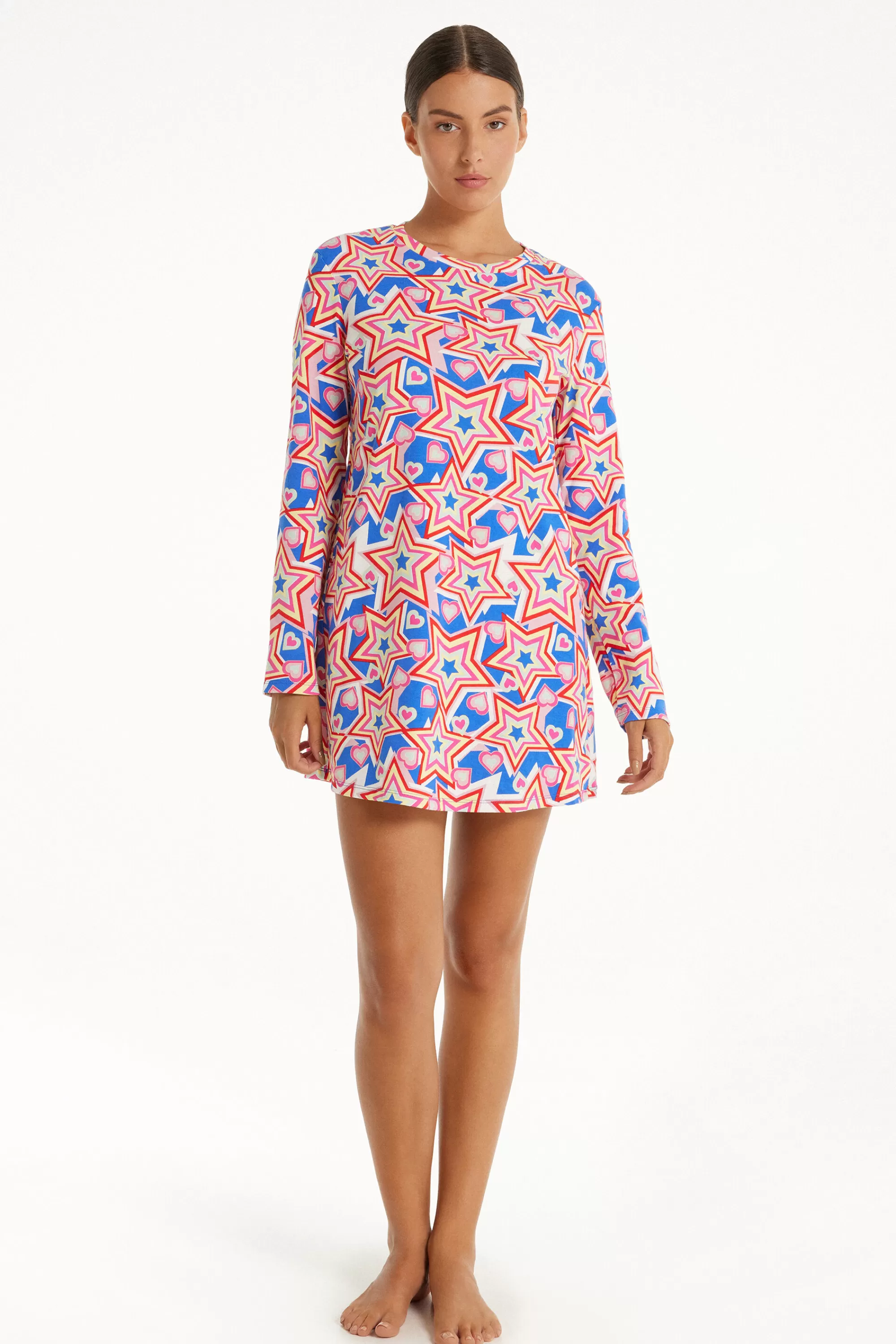Clearance Camicia Da Notte Manica Lunga Cotone Stampa Stelle - Camicie Da Notte E Vestaglie - Donna | Camicie da notte e Vestaglie