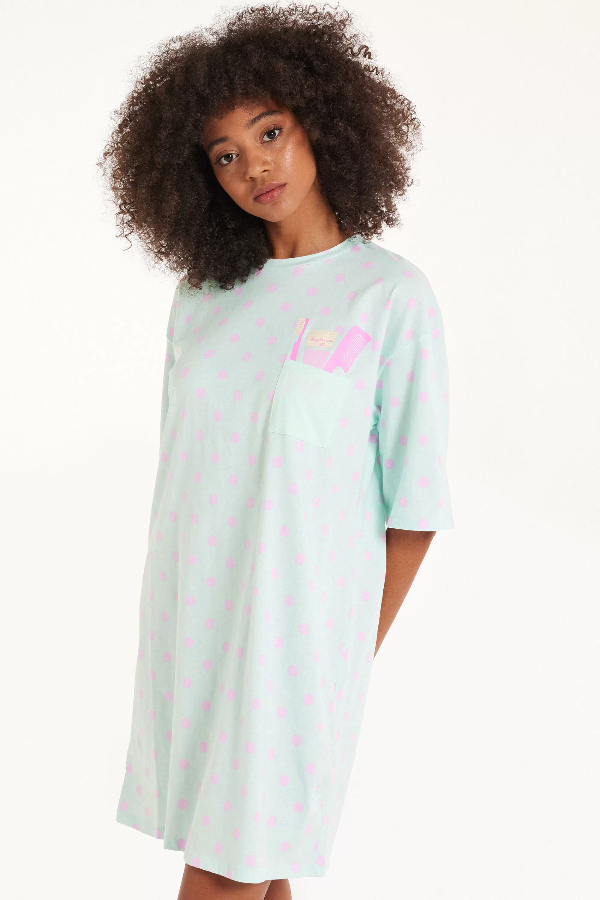 Outlet Camicia Da Notte Mezza Manica Cotone Con Taschino Over - Camicie Da Notte E Vestaglie - Donna | Camicie da notte e Vestaglie