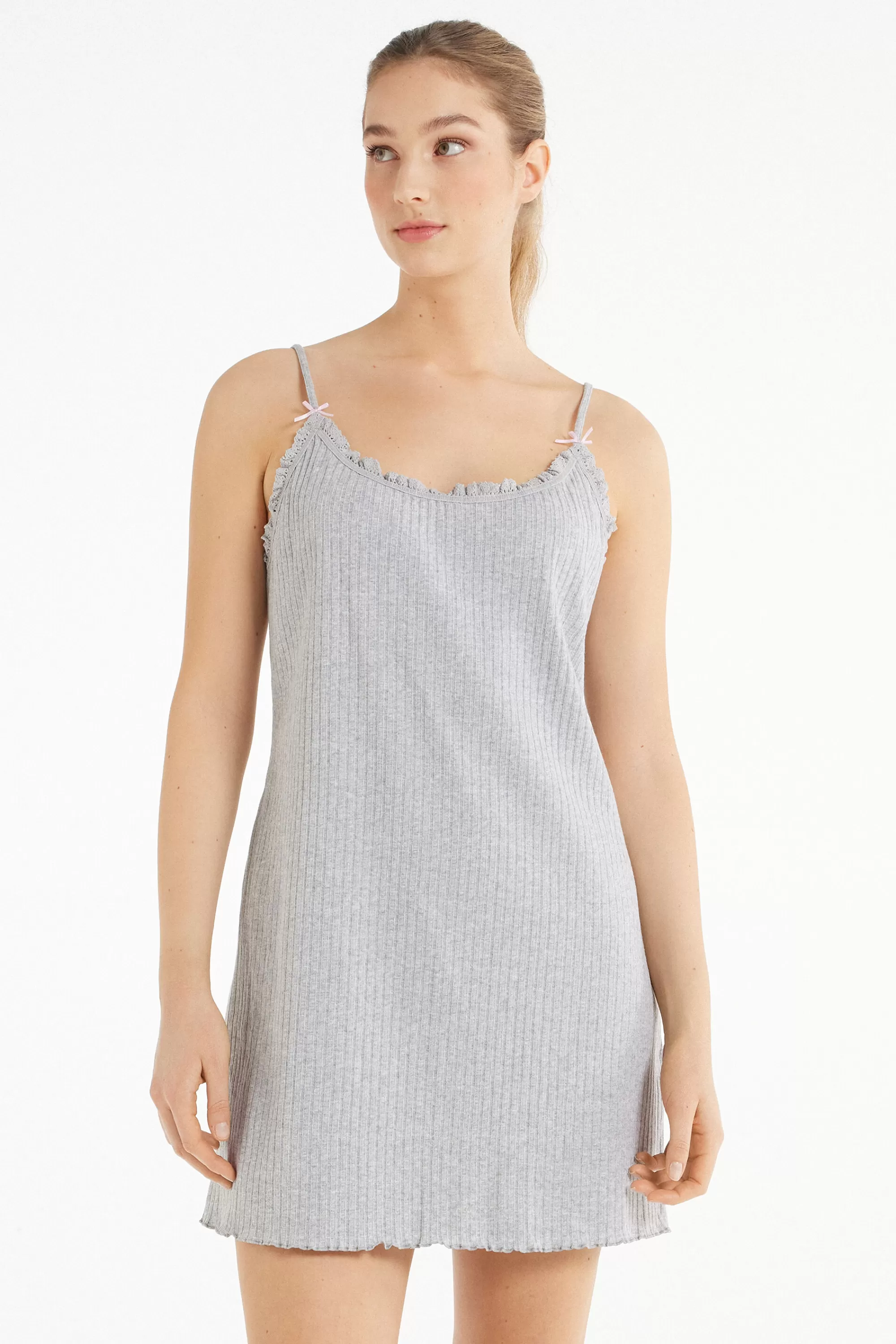 Outlet Camicia Da Notte/Sottoveste Spalline Sottili A Costine Traforate - Camicie Da Notte E Vestaglie - Donna | Camicie da notte e Vestaglie