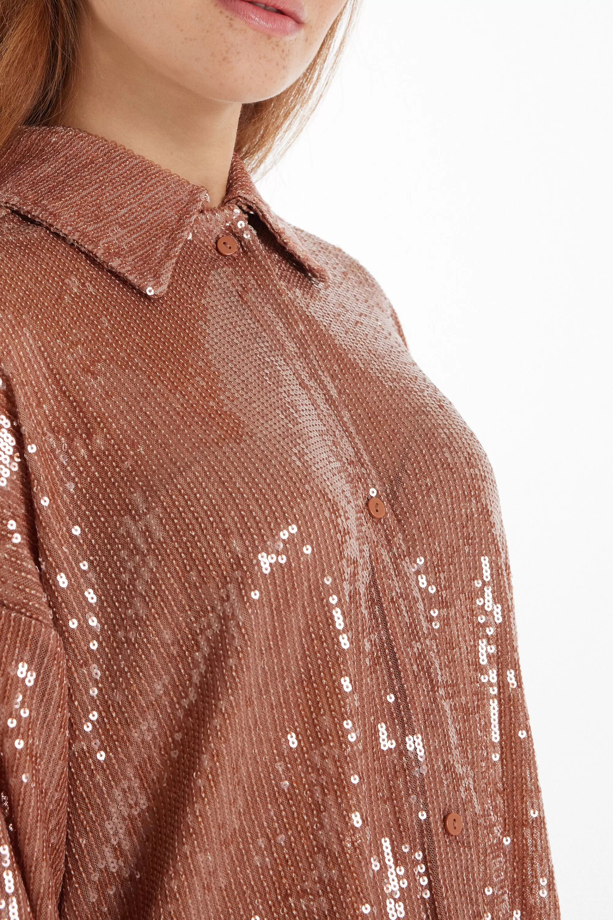 Fashion Camicia Manica Lunga Con Paillettes - Maglie Maniche Lunghe - Donna | Maglie maniche lunghe