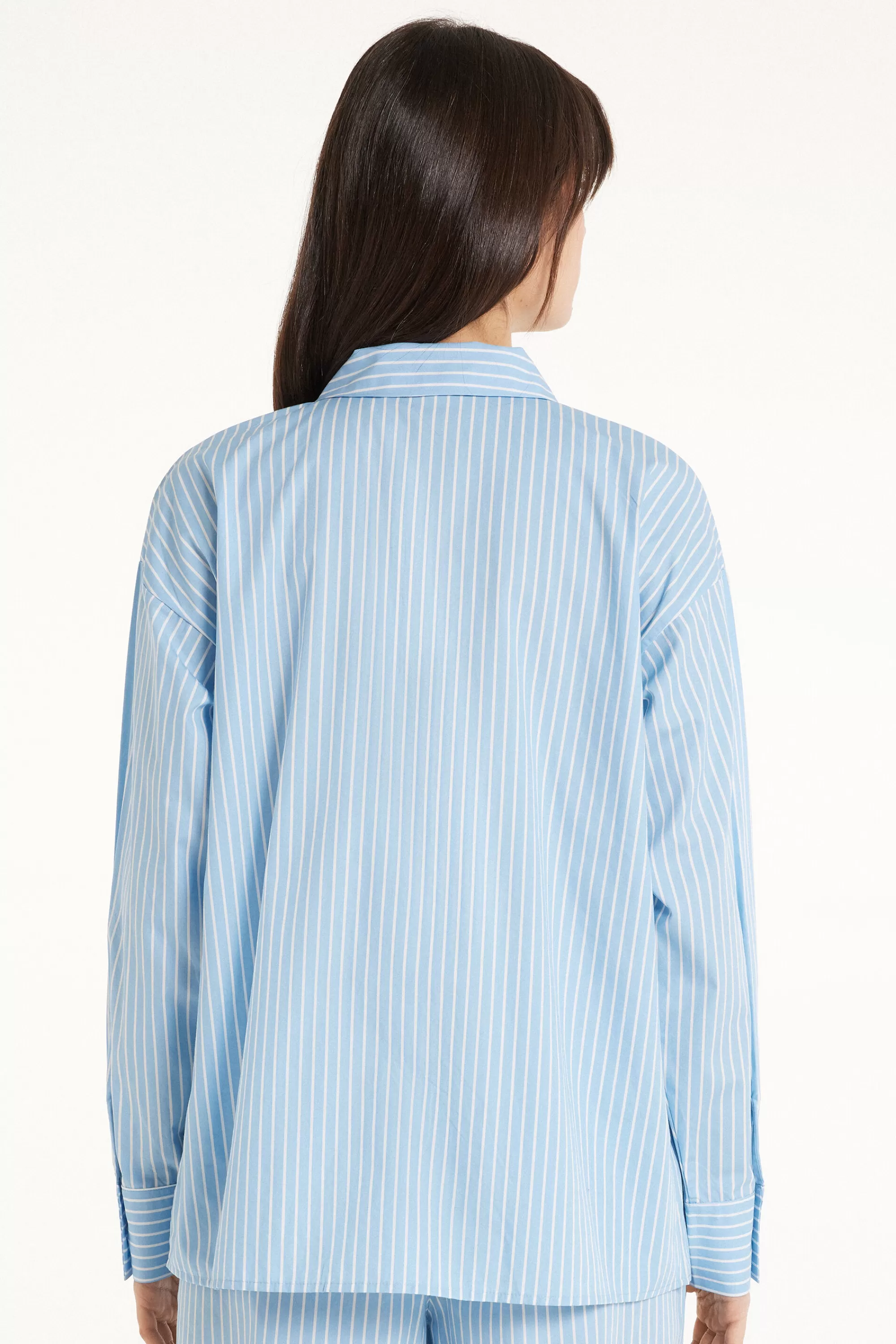 New Camicia Manica Lunga Gessato Scritte Over - Pigiami Combinabili - Donna | Maglie maniche lunghe | Camicie da notte e Vestaglie