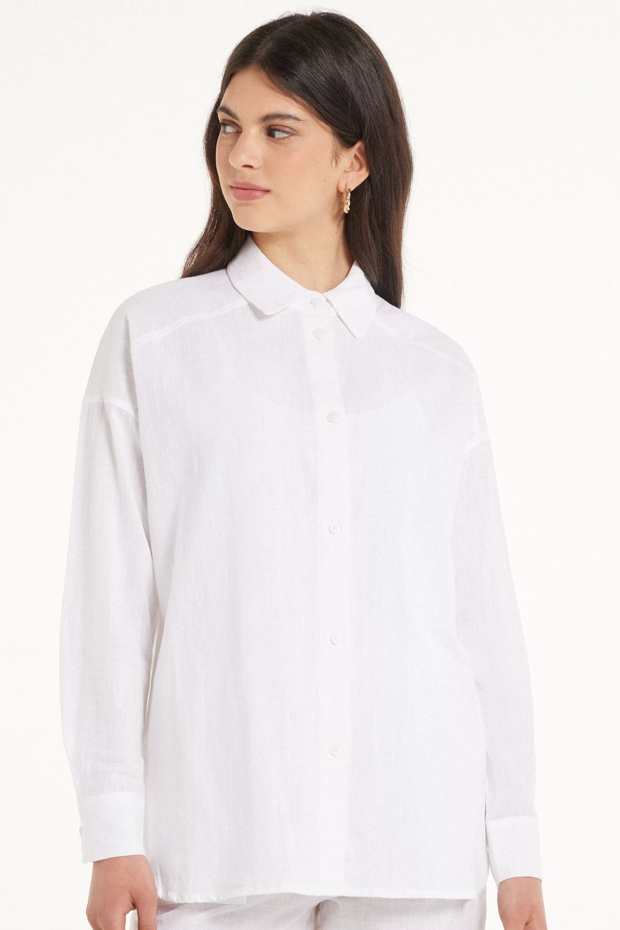 Cheap Camicia Manica Lunga In 100% Cotone Super Leggero - Maglie Maniche Lunghe - Donna | Maglie maniche lunghe