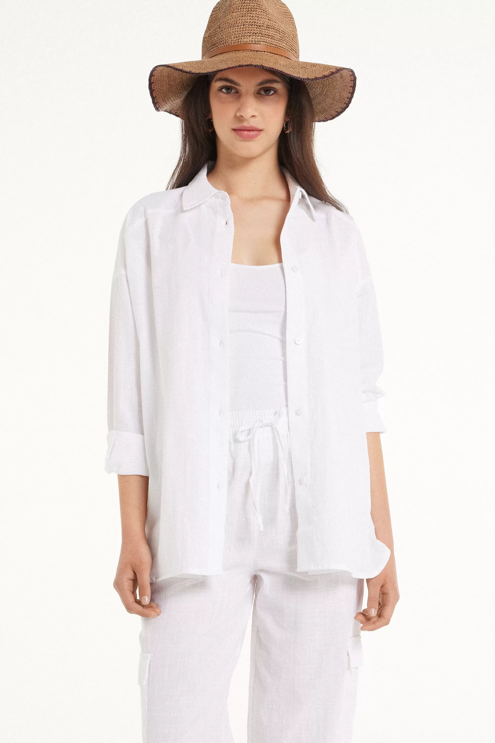 Cheap Camicia Manica Lunga In 100% Cotone Super Leggero - Maglie Maniche Lunghe - Donna | Maglie maniche lunghe