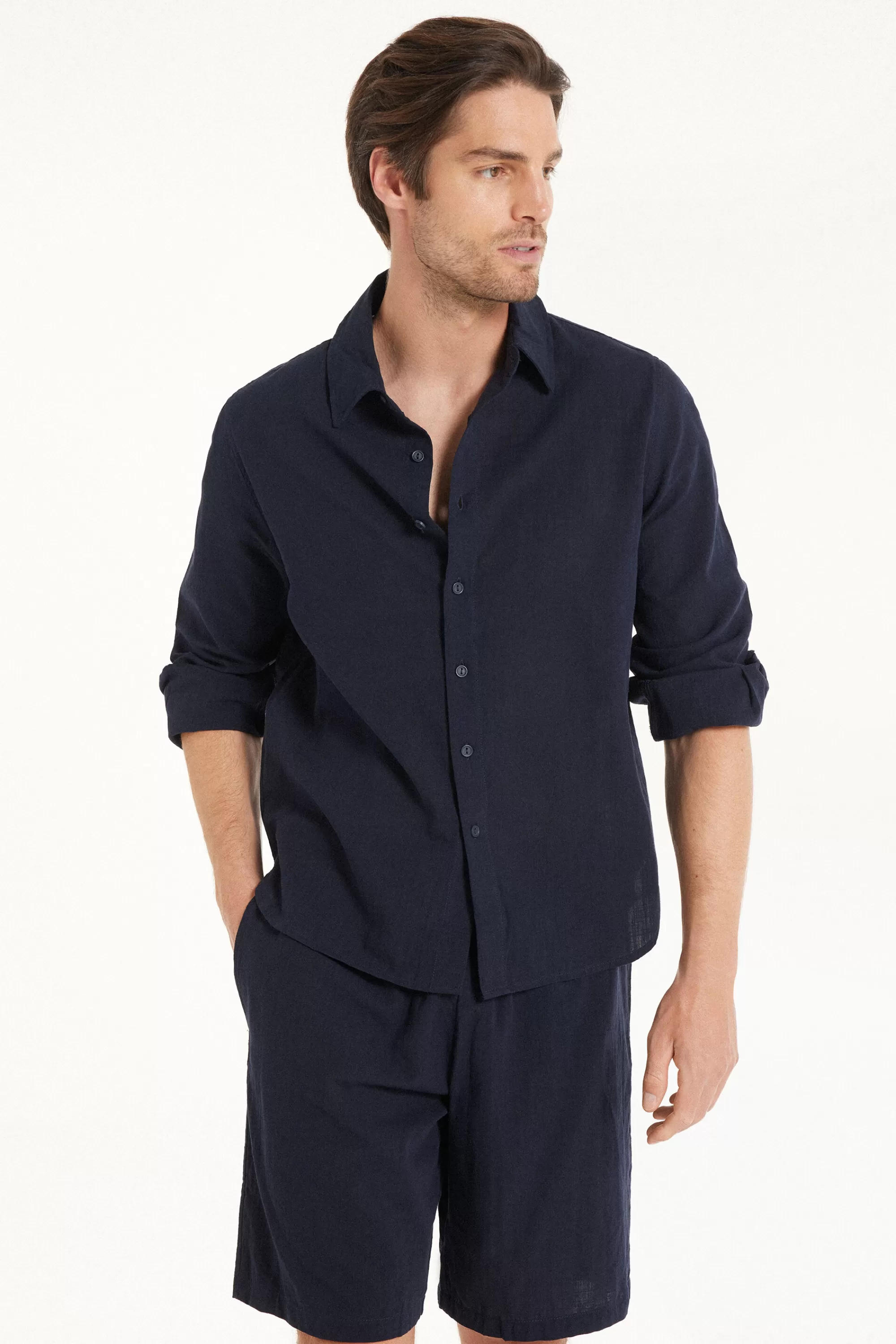 Shop Camicia Manica Lunga In 100% Cotone Super Leggero - Maglie Maniche Lunghe - Uomo | Maglie maniche lunghe