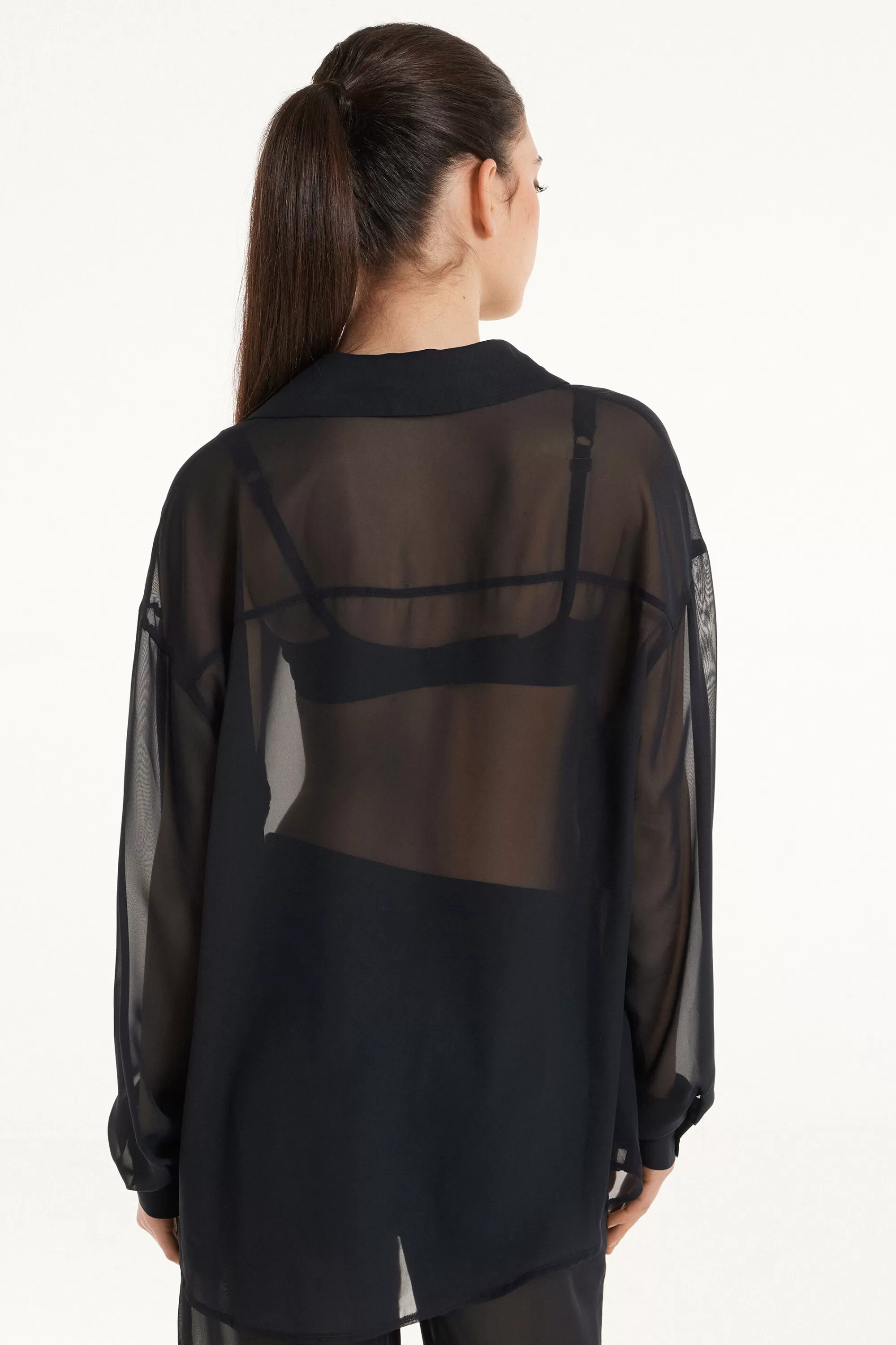 Outlet Camicia Manica Lunga In Chiffon - Maglie Maniche Lunghe - Donna | Maglie maniche lunghe