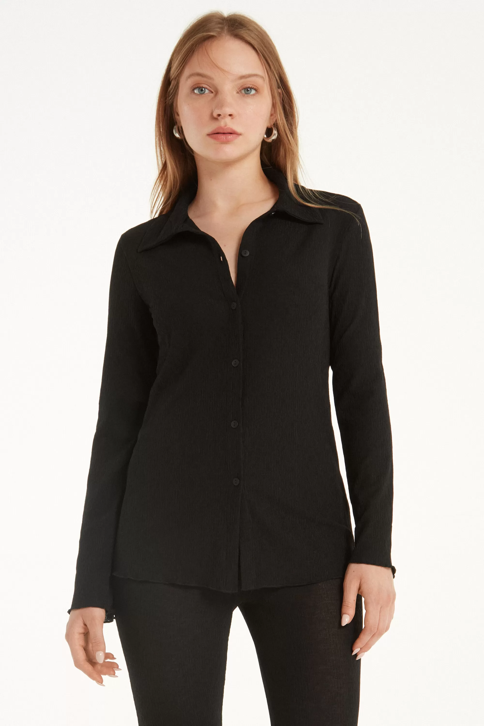 Flash Sale Camicia Manica Lunga In Crepe - Maglie Maniche Lunghe - Donna | Maglie maniche lunghe