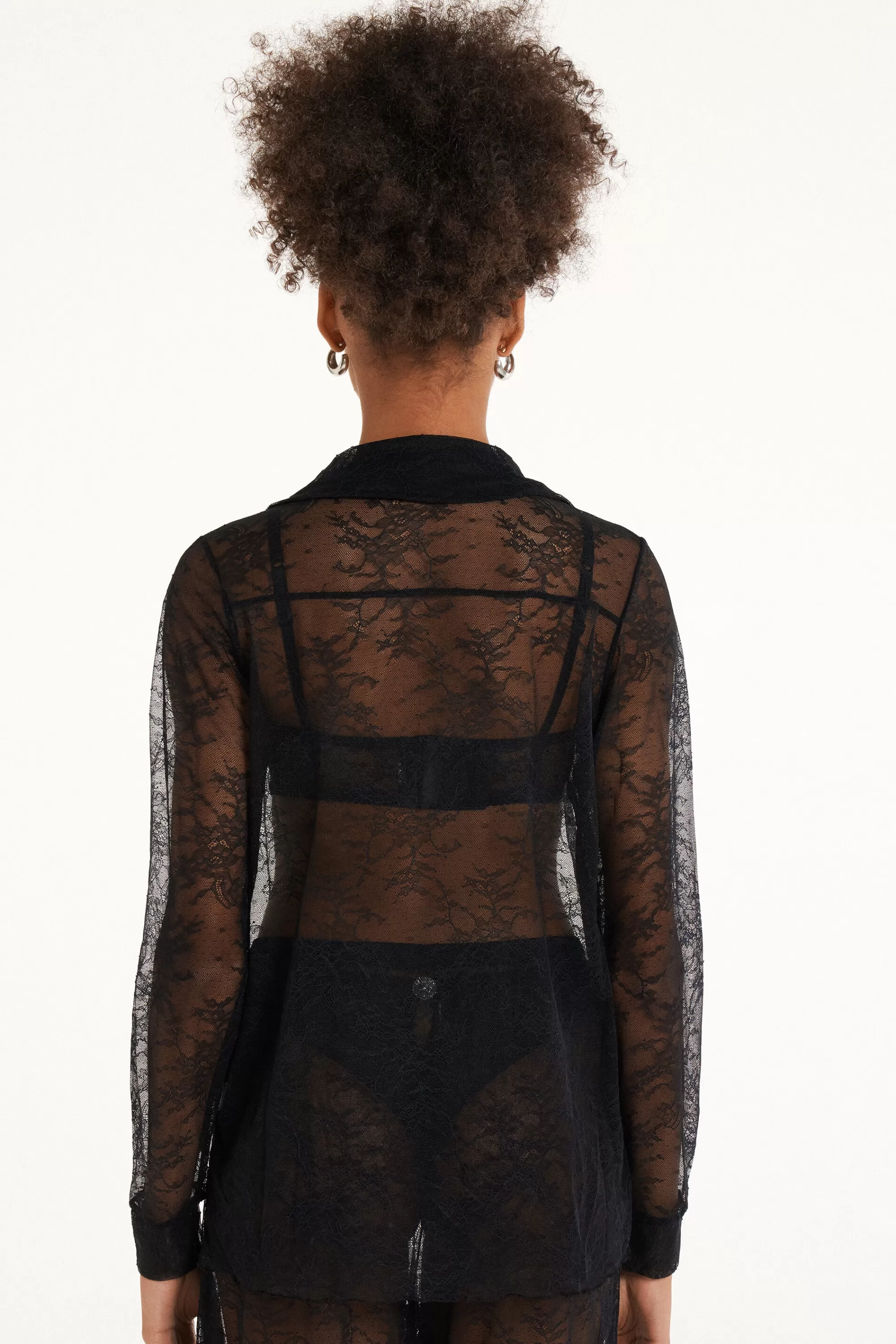 Fashion Camicia Manica Lunga In Pizzo Last Night Lace - Maglie Maniche Lunghe - Donna | Canotte e Top | Maglie maniche lunghe