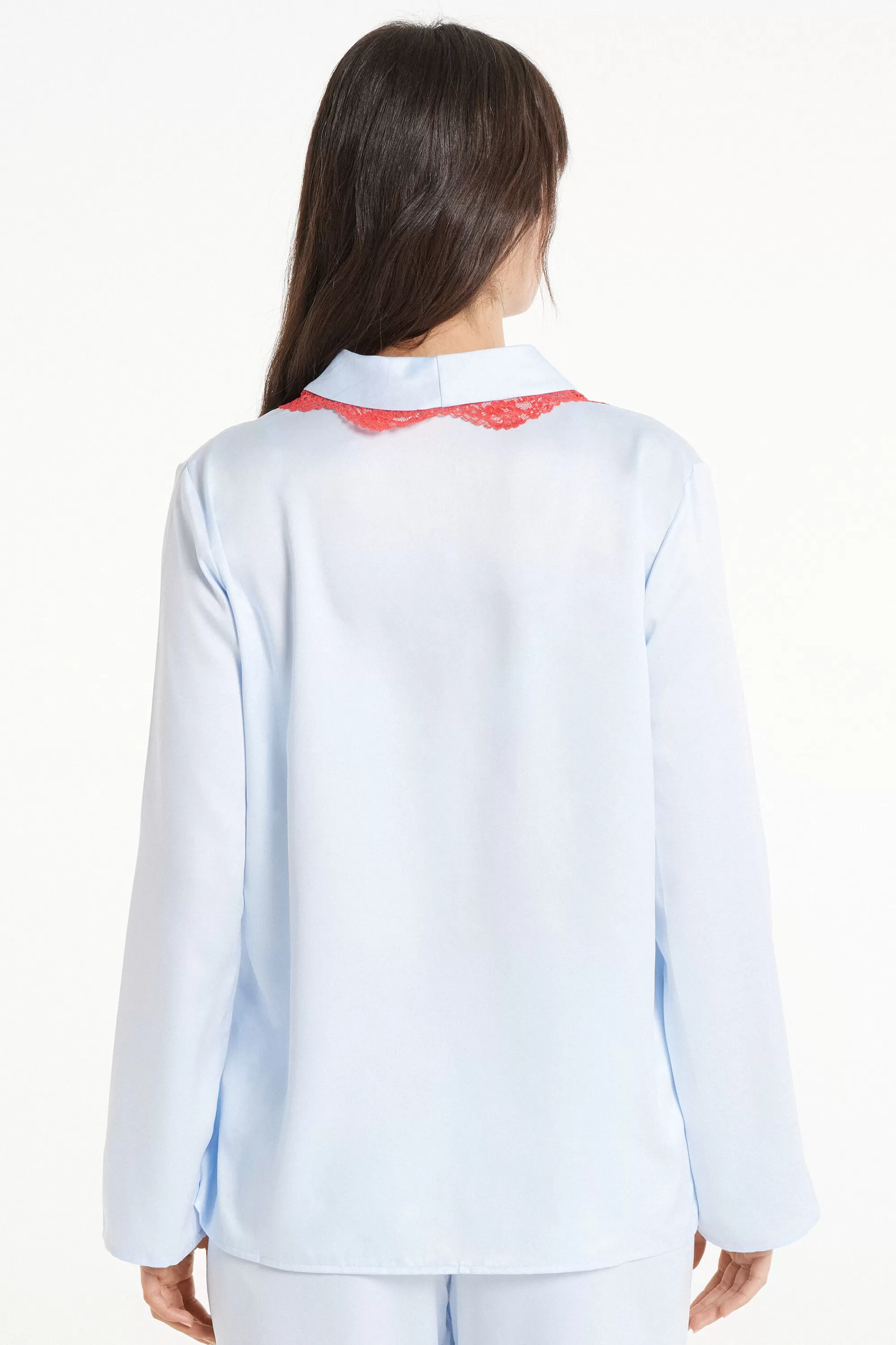 Best Sale Camicia Manica Lunga In Raso Pastel Baby Satin - Maglie Maniche Lunghe - Donna | Canotte e Top | Maglie maniche lunghe