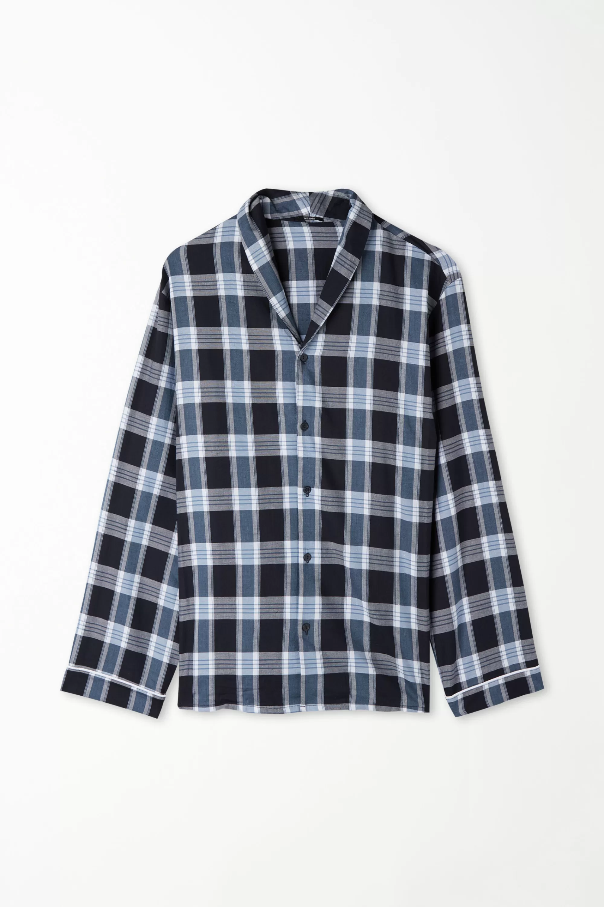 Outlet Camicia Manica Lunga Piping In Tela A Quadri - Pigiami Lunghi - Uomo | Pigiami lunghi