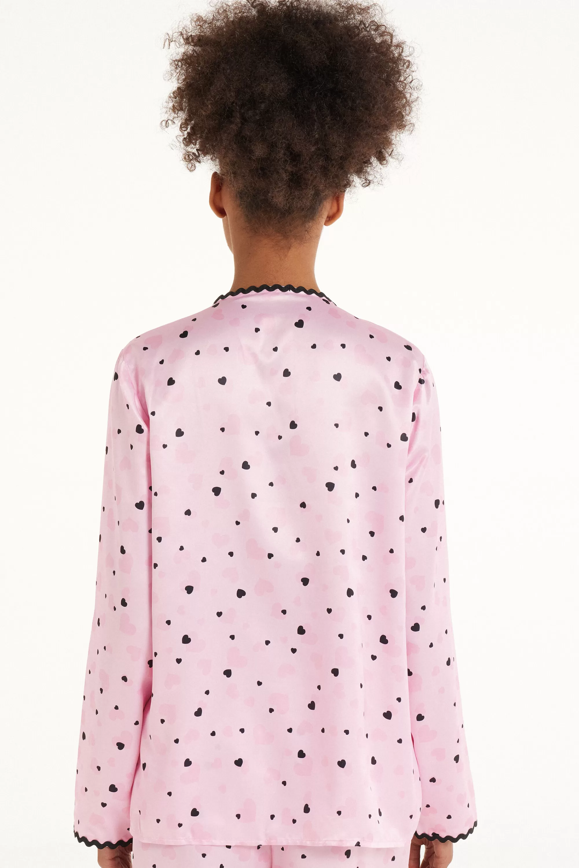 Clearance Camicia Manica Lunga Raso Cuoricini - Pigiami Combinabili - Donna | Maglie maniche lunghe | Camicie da notte e Vestaglie