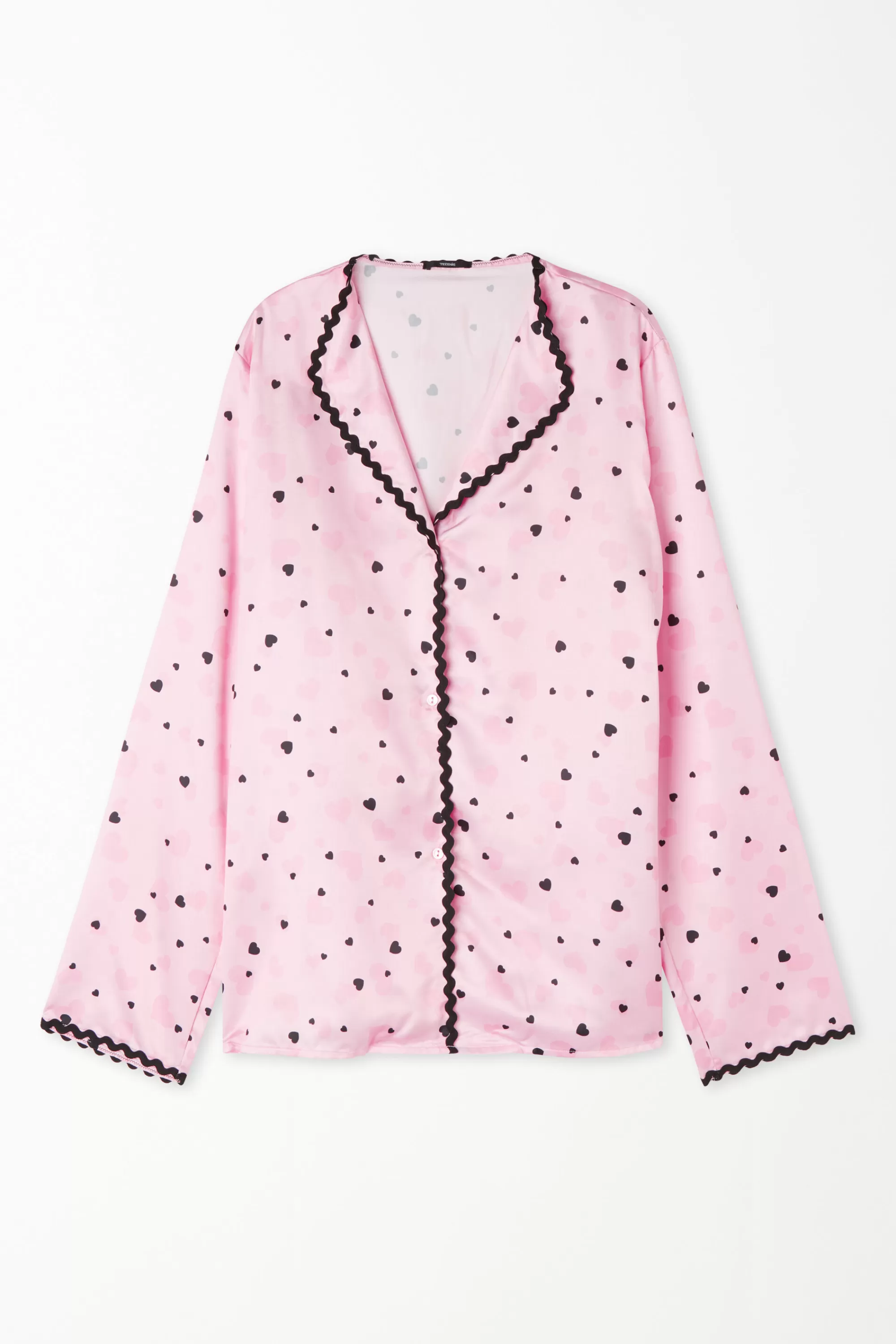 Clearance Camicia Manica Lunga Raso Cuoricini - Pigiami Combinabili - Donna | Maglie maniche lunghe | Camicie da notte e Vestaglie