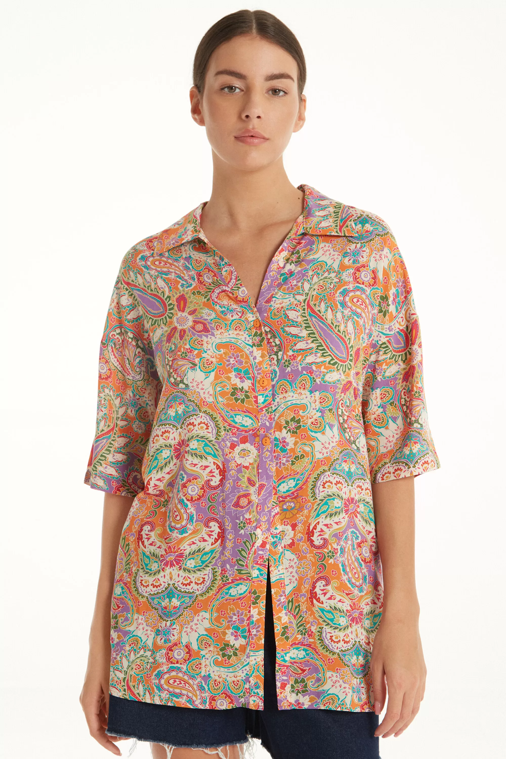 Store Camicia Mezza Manica Tela - Magliette Maniche Corte - Donna | Magliette maniche corte