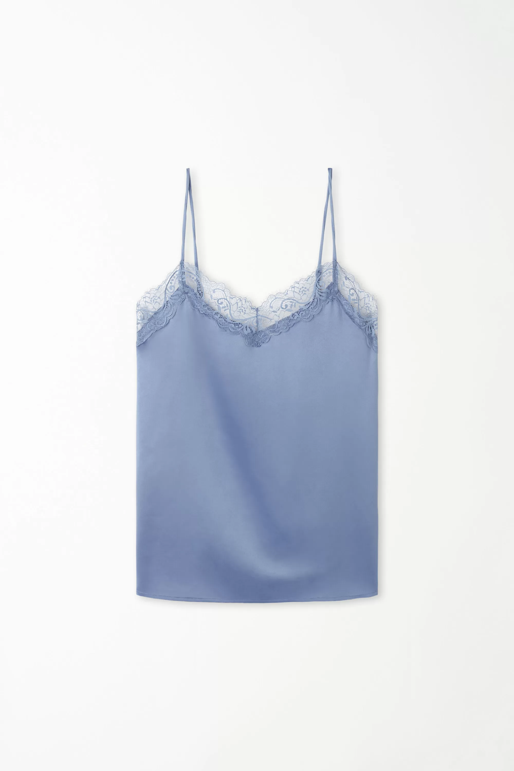New Canotta Con Spalline Sottili In Raso E Pizzo - Pigiami Combinabili - Donna | Canotte e Top | Pigiami combinabili