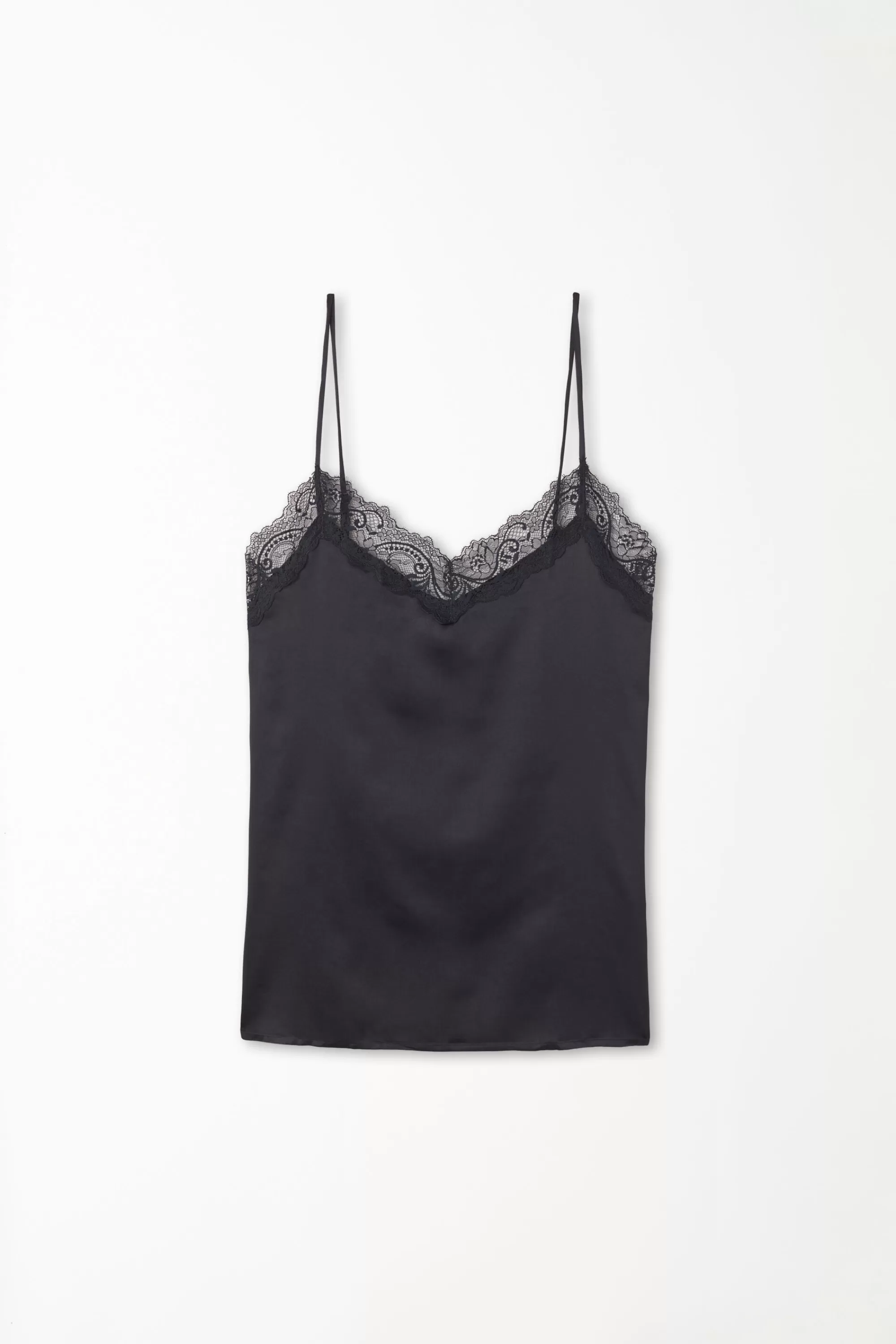 Best Sale Canotta Con Spalline Sottili In Raso E Pizzo - Pigiami Combinabili - Donna | Canotte e Top | Pigiami combinabili