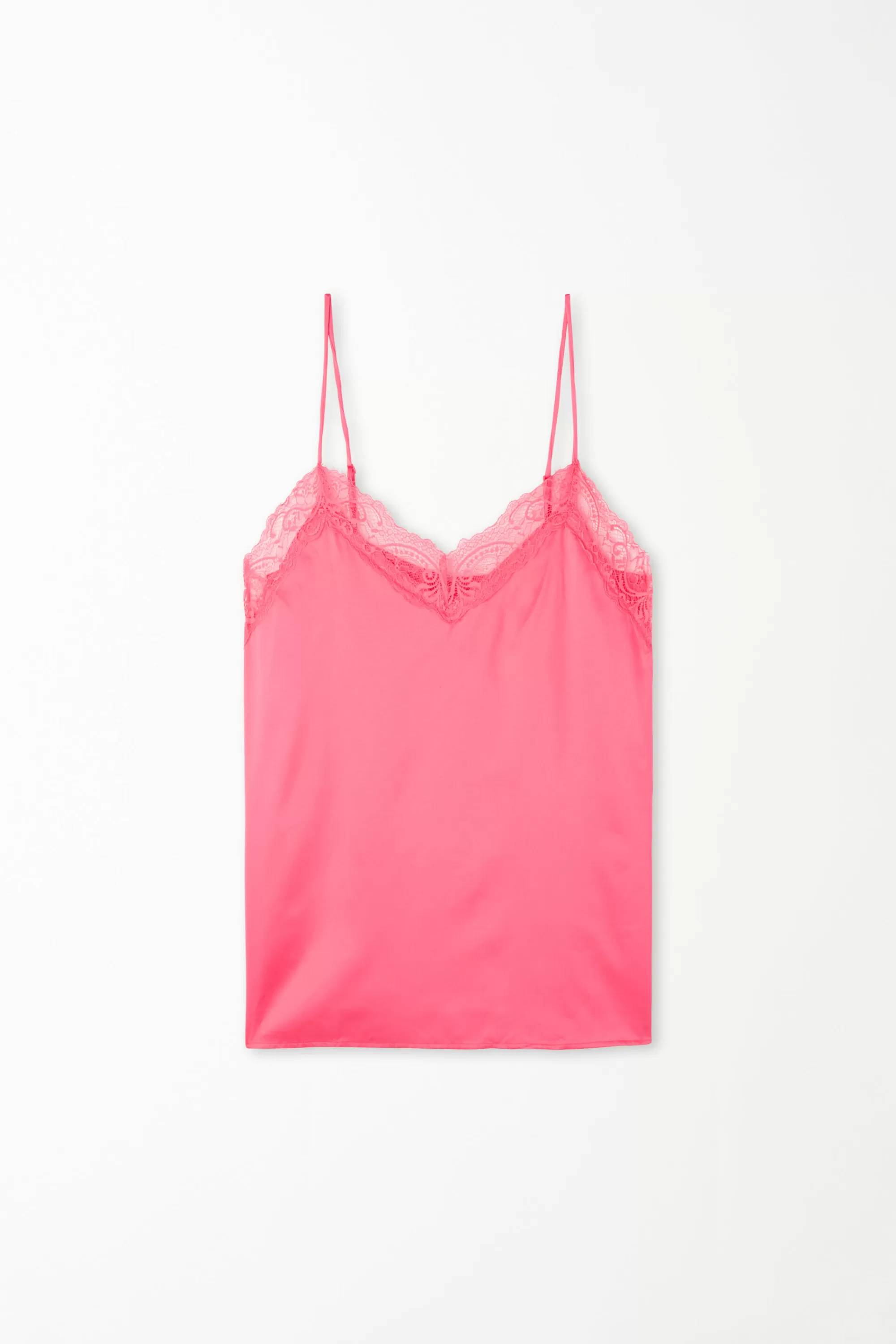 Outlet Canotta Con Spalline Sottili In Raso E Pizzo - Pigiami Combinabili - Donna | Canotte e Top | Pigiami combinabili