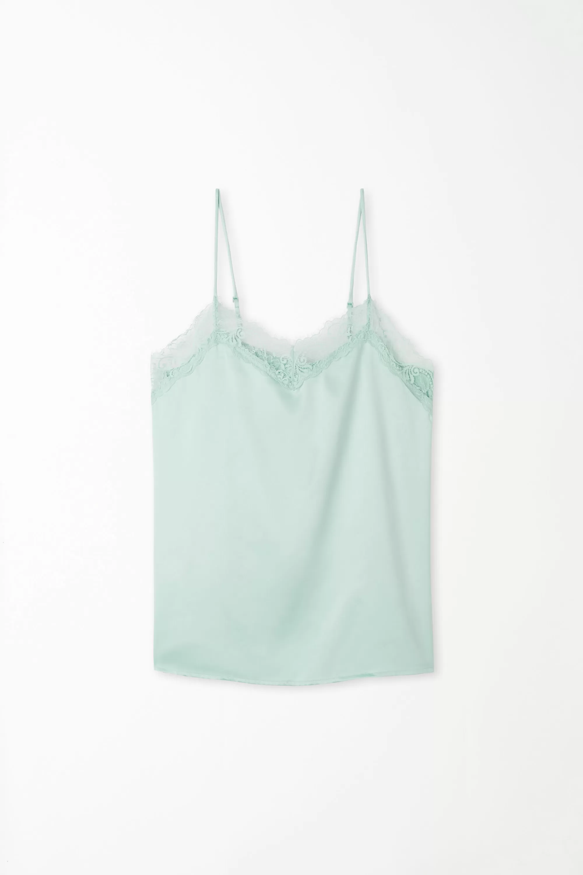 Sale Canotta Con Spalline Sottili In Raso E Pizzo - Pigiami Combinabili - Donna | Canotte e Top | Pigiami combinabili