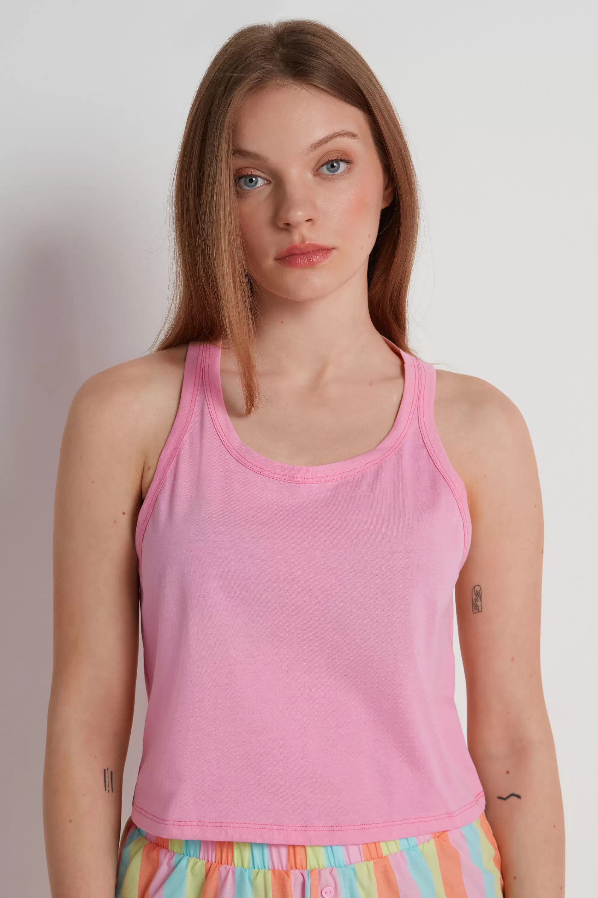 Best Sale Canotta Corta In Cotone Spalle Americana - Pigiami Combinabili - Donna | Canotte e Top | Pigiami combinabili