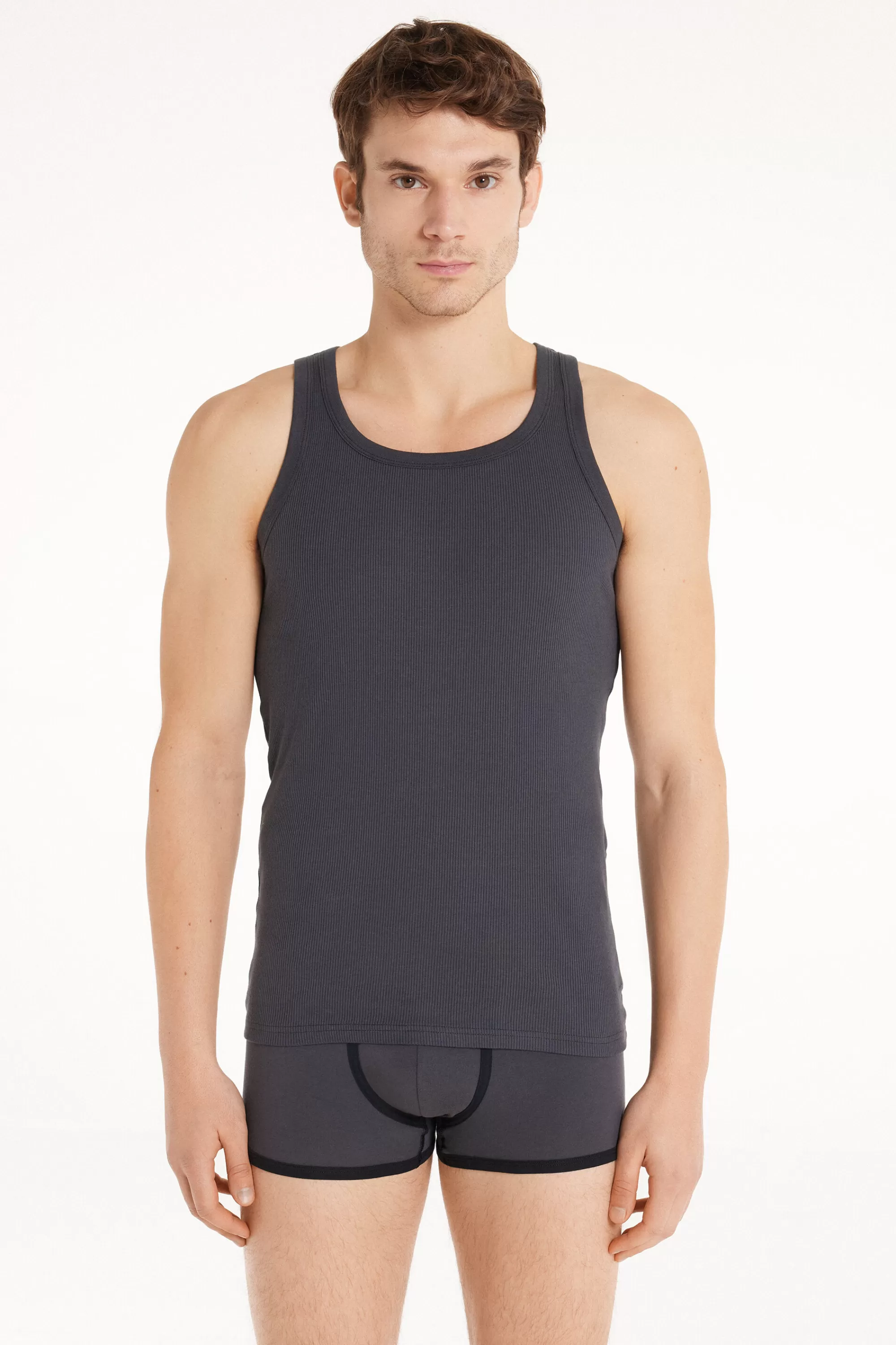 Hot Canotta In Cotone A Costina - Canotte - Uomo | Canotte
