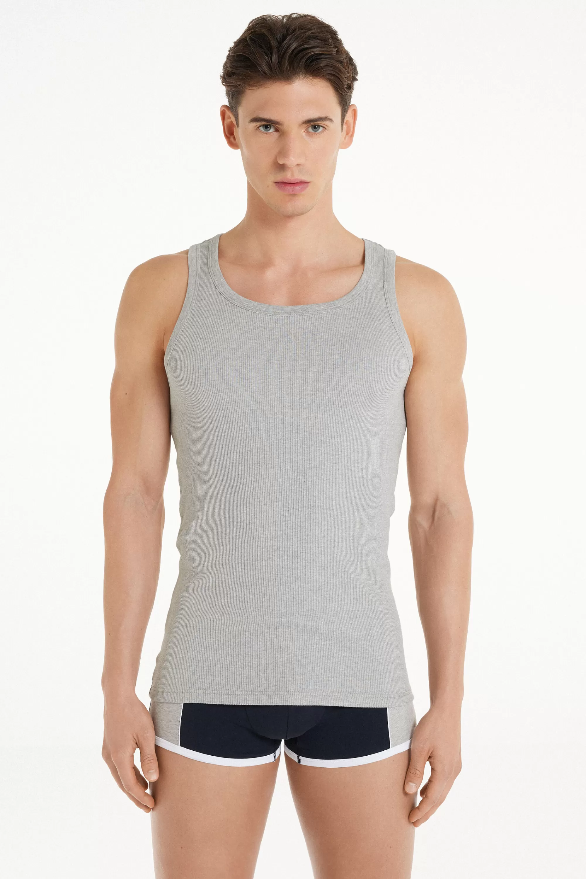 Hot Canotta In Cotone A Costina - Canotte - Uomo | Canotte