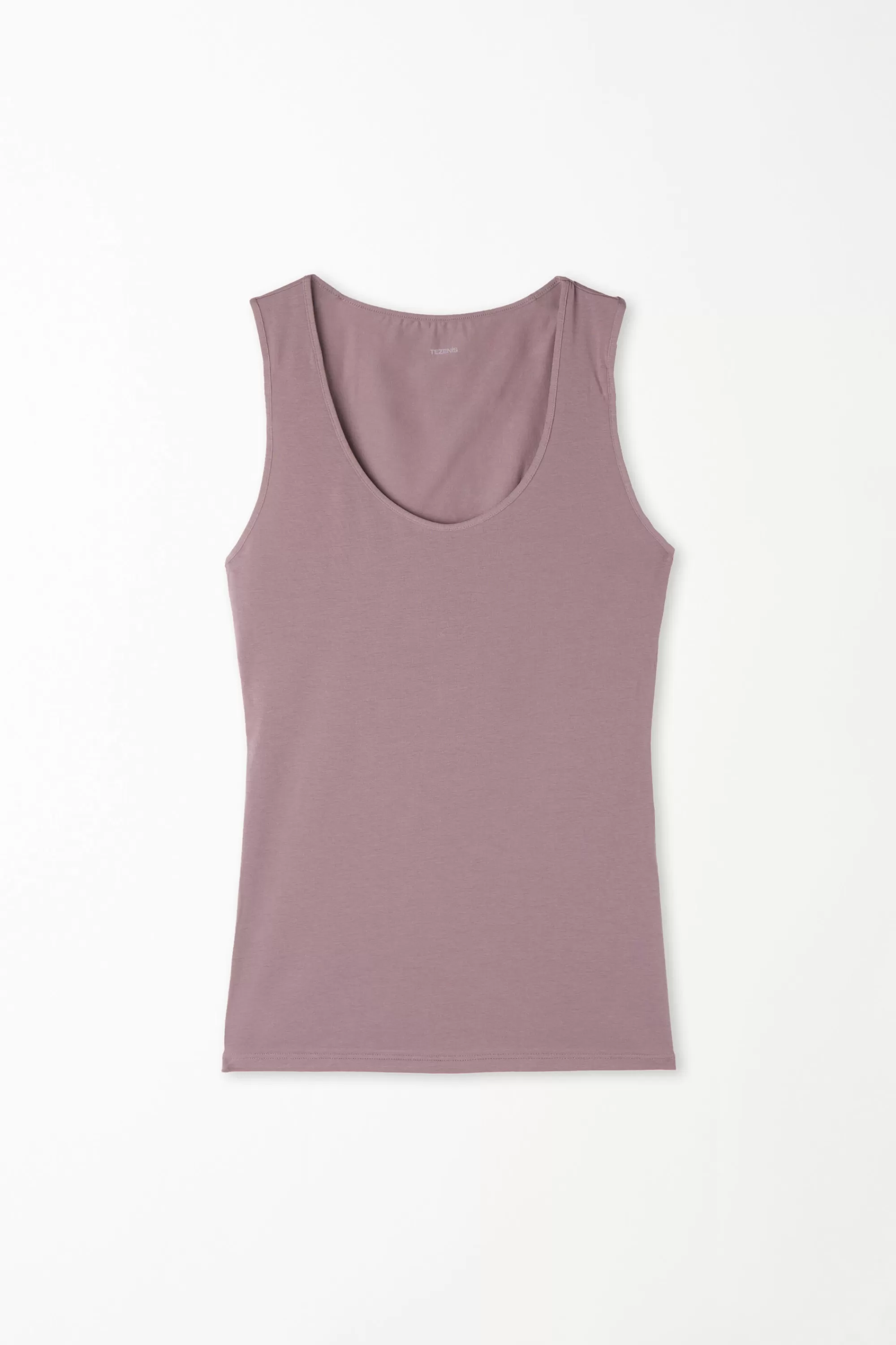 New Canotta In Cotone Spalla Larga Scollo Stondato - Canotte E Top - Donna | Top e T-shirt | Canotte e Top