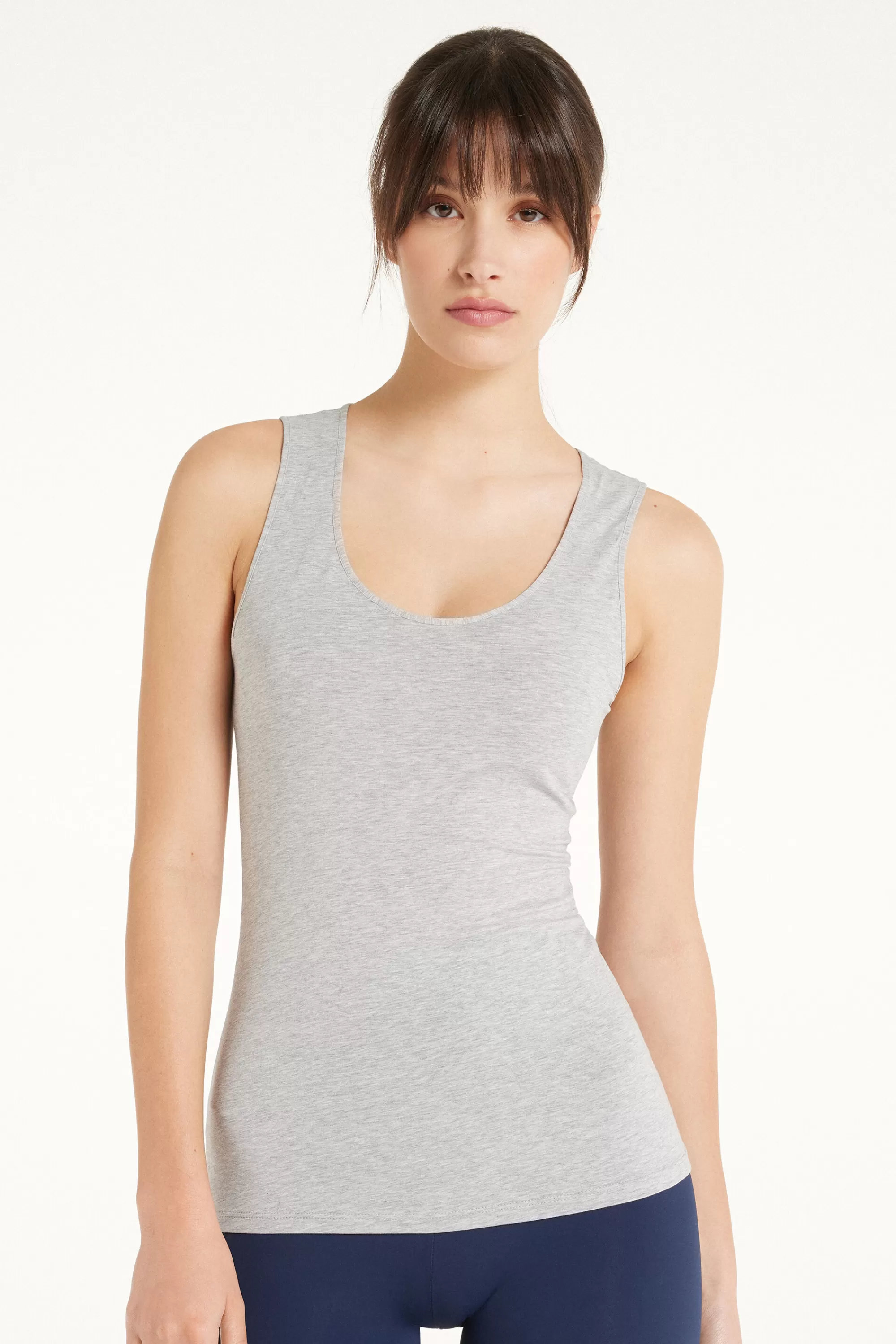 Cheap Canotta In Cotone Spalla Larga Scollo Stondato - Canotte E Top - Donna | Top e T-shirt | Canotte e Top