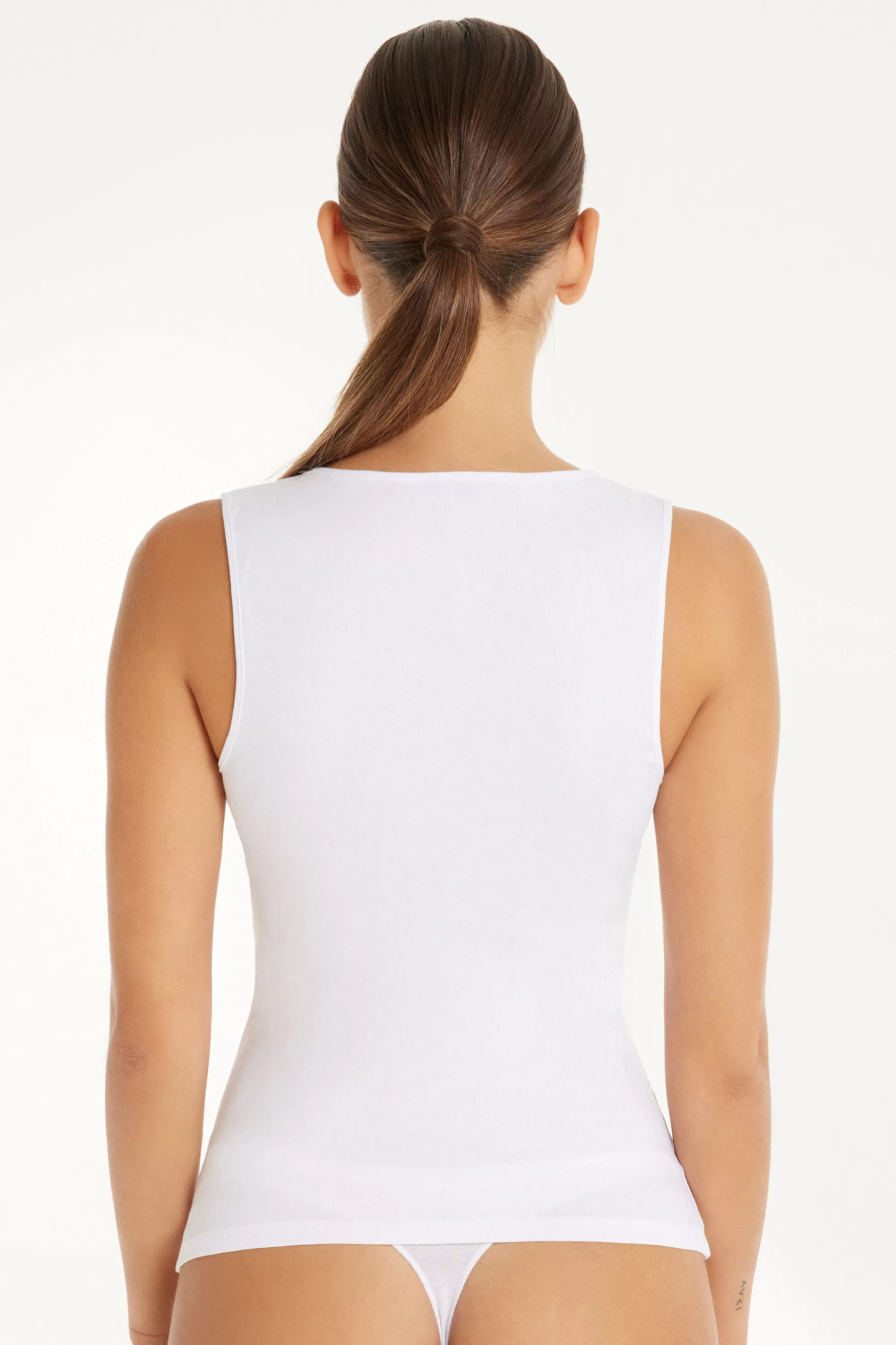 Best Canotta In Cotone Spalla Larga Scollo Stondato - Canotte E Top - Donna | Top e T-shirt | Canotte e Top