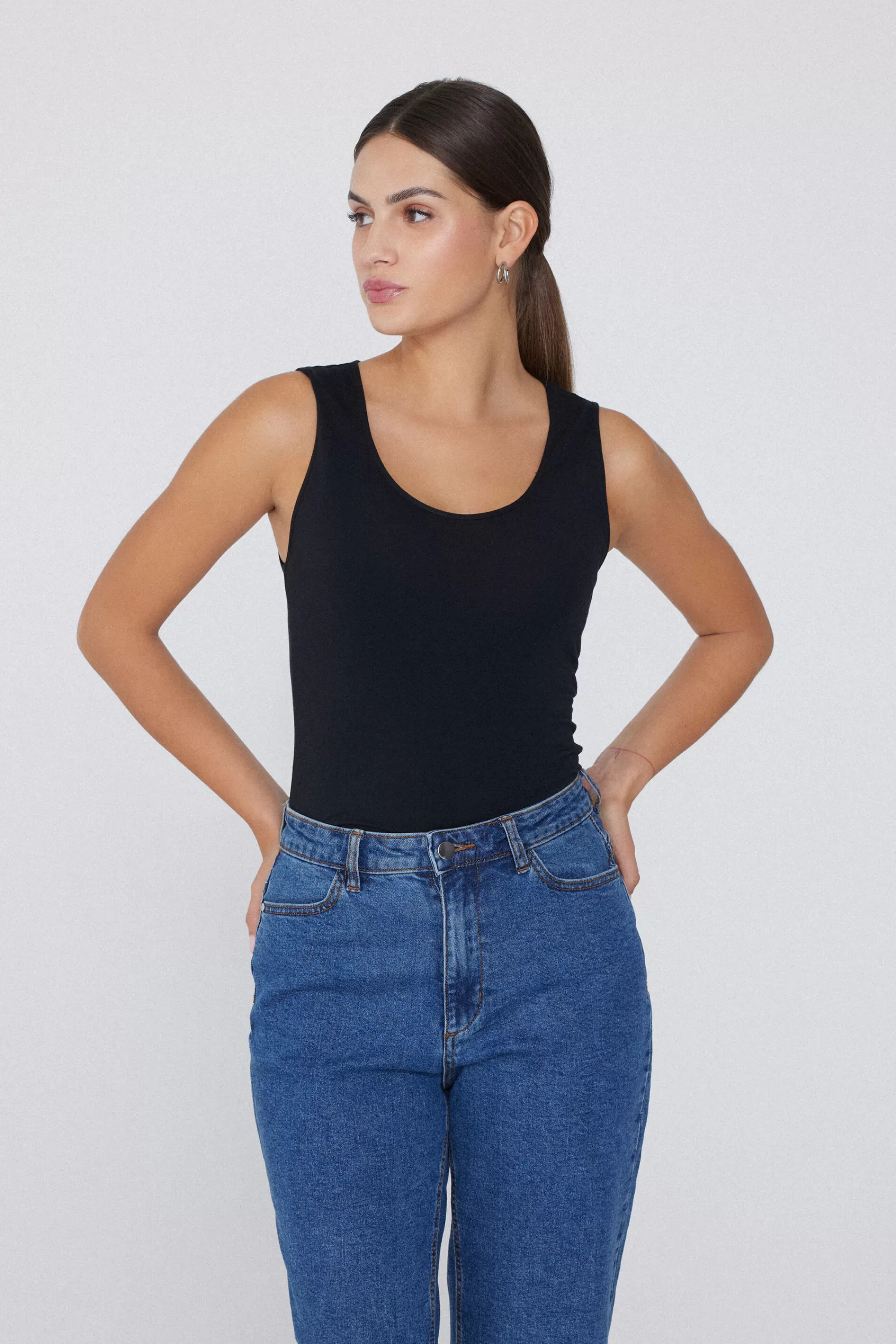 Cheap Canotta In Cotone Spalla Larga Scollo Stondato - Canotte E Top - Donna | Top e T-shirt | Canotte e Top