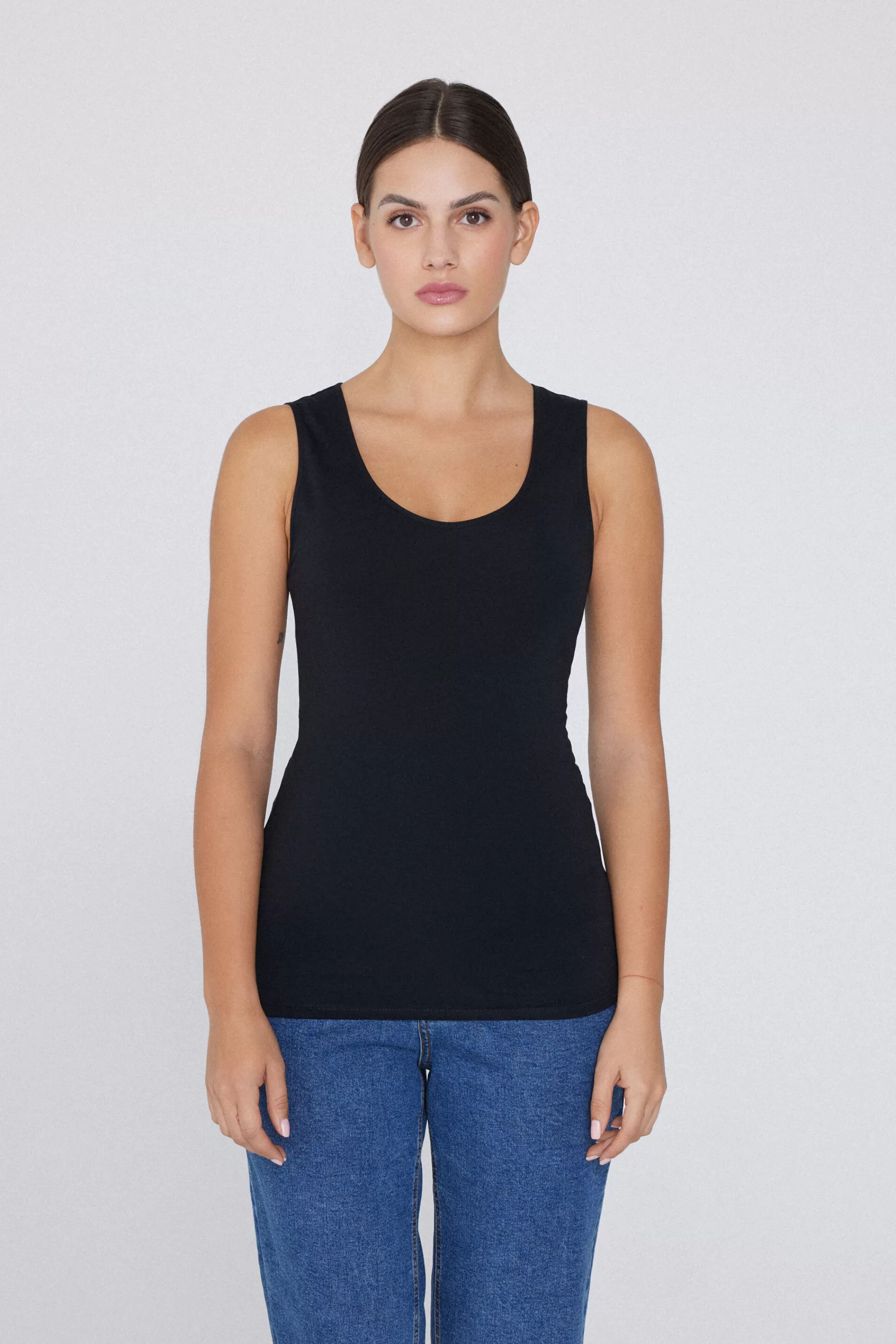 Cheap Canotta In Cotone Spalla Larga Scollo Stondato - Canotte E Top - Donna | Top e T-shirt | Canotte e Top