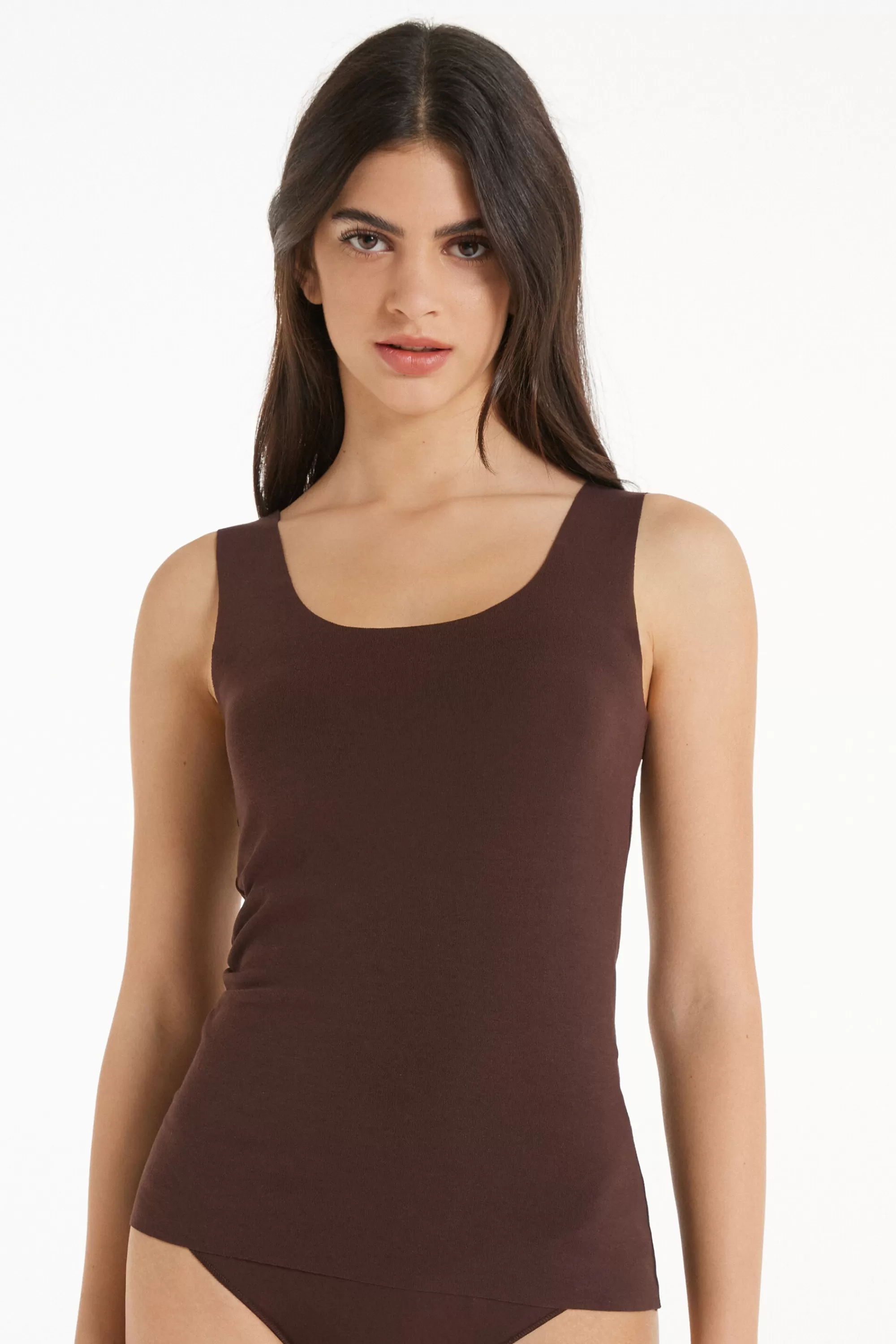Outlet Canotta In Cotone Taglio Vivo - Canotte E Top - Donna | Top e T-shirt | Canotte e Top