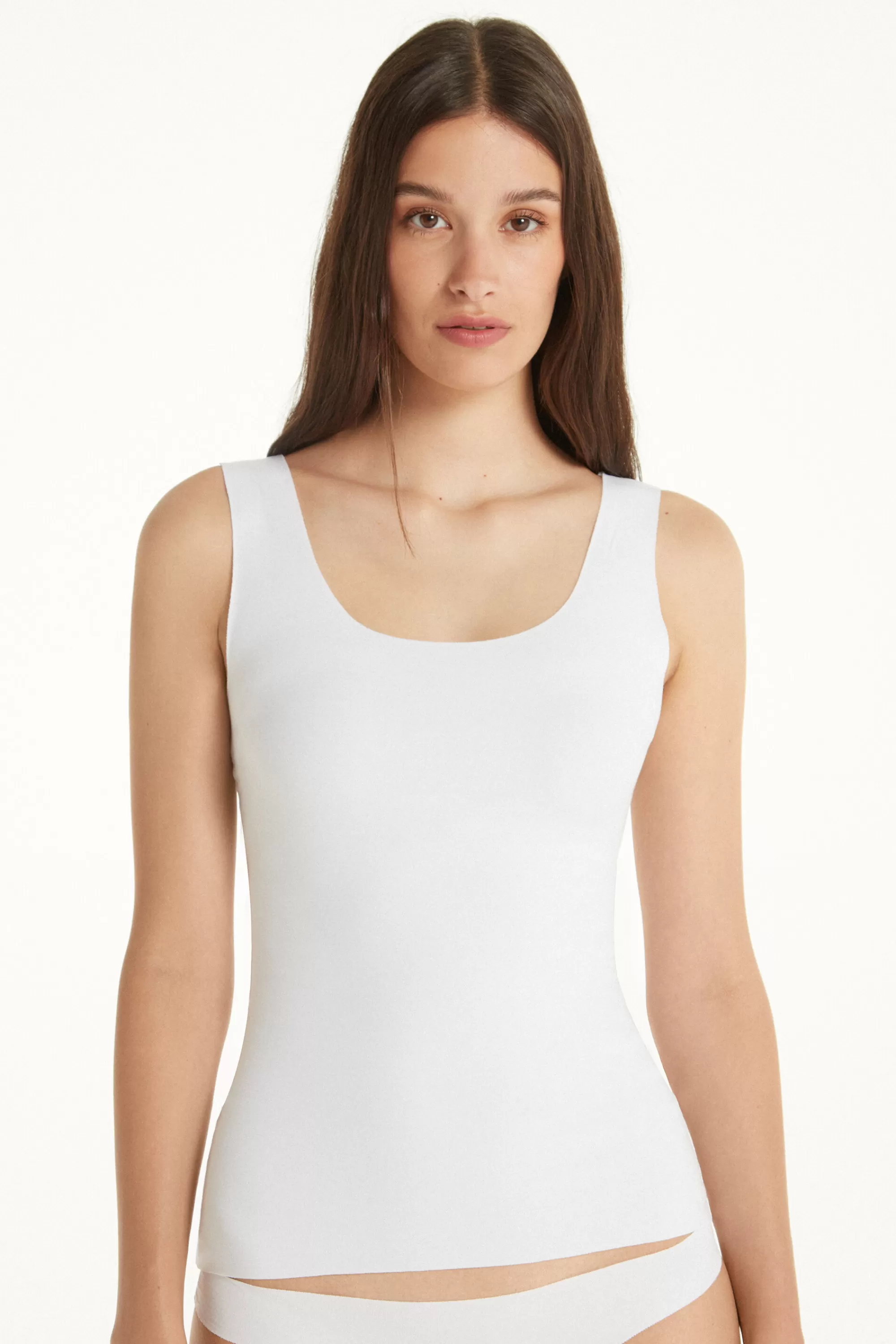 Fashion Canotta In Cotone Taglio Vivo - Canotte E Top - Donna | Top e T-shirt | Canotte e Top