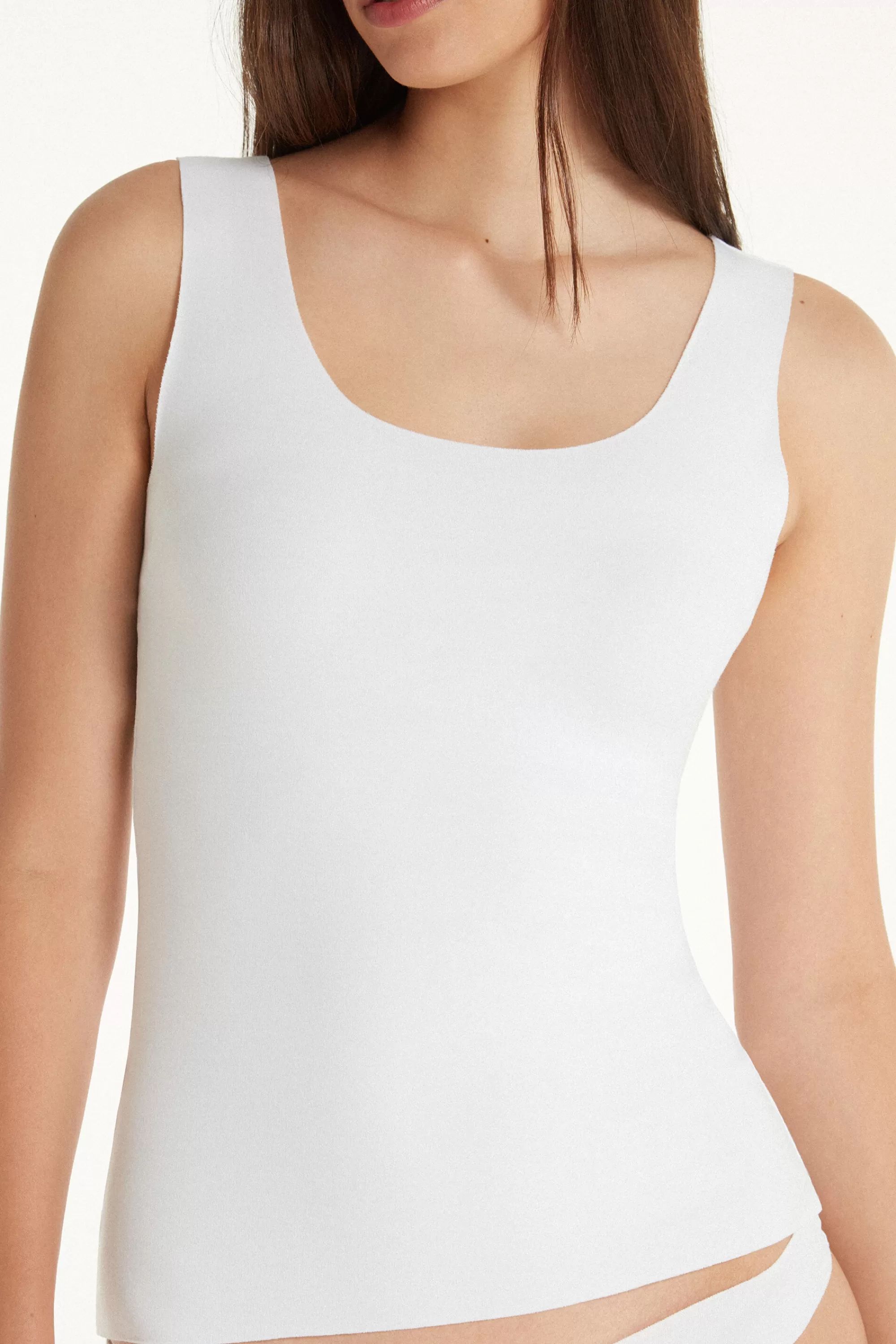 Fashion Canotta In Cotone Taglio Vivo - Canotte E Top - Donna | Top e T-shirt | Canotte e Top