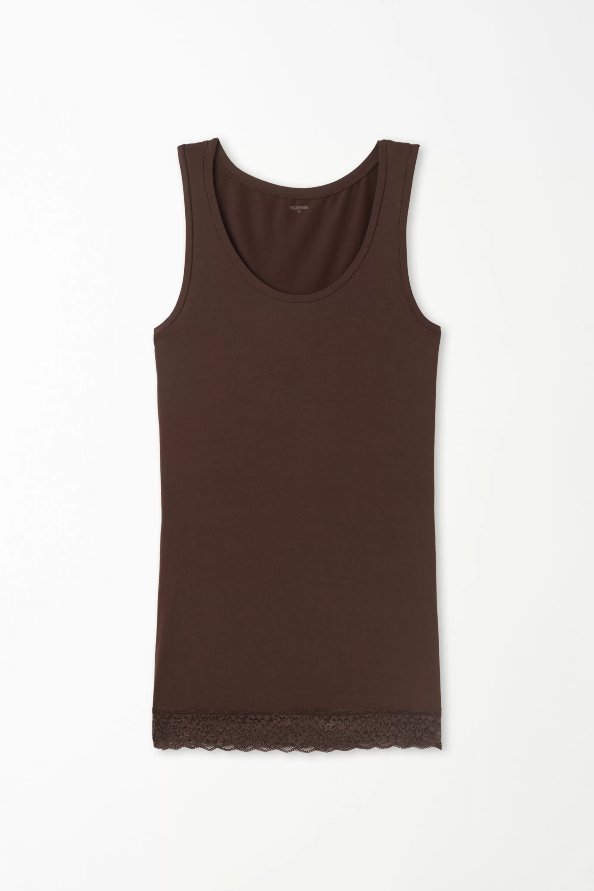 Clearance Canotta Lunga A Spalla Larga Viscosa Con Pizzo - Canotte E Top - Donna | Canotte e Top