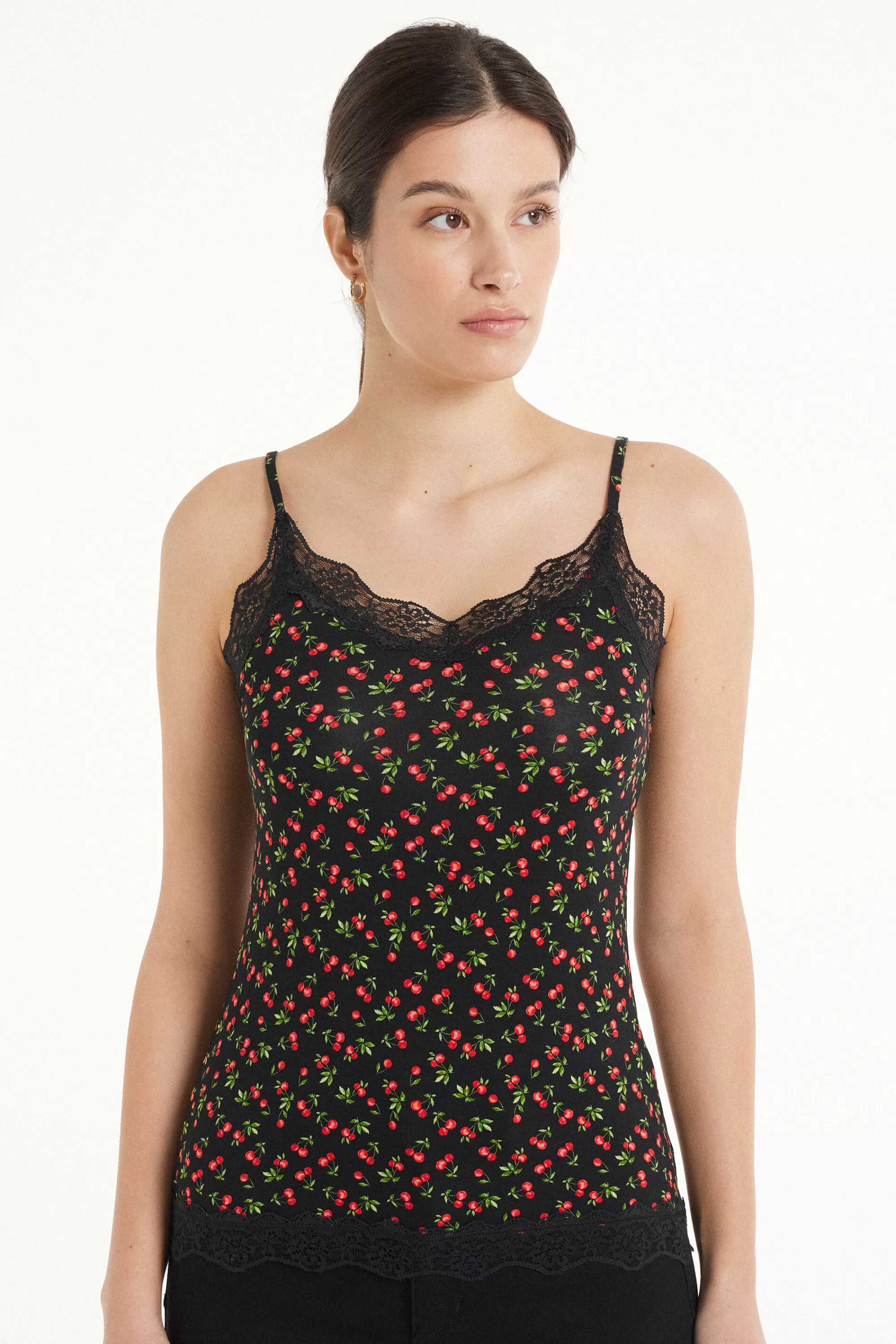 Clearance Canotta Scollo A V Con Inserto In Pizzo - Canotte E Top - Donna | Canotte e Top