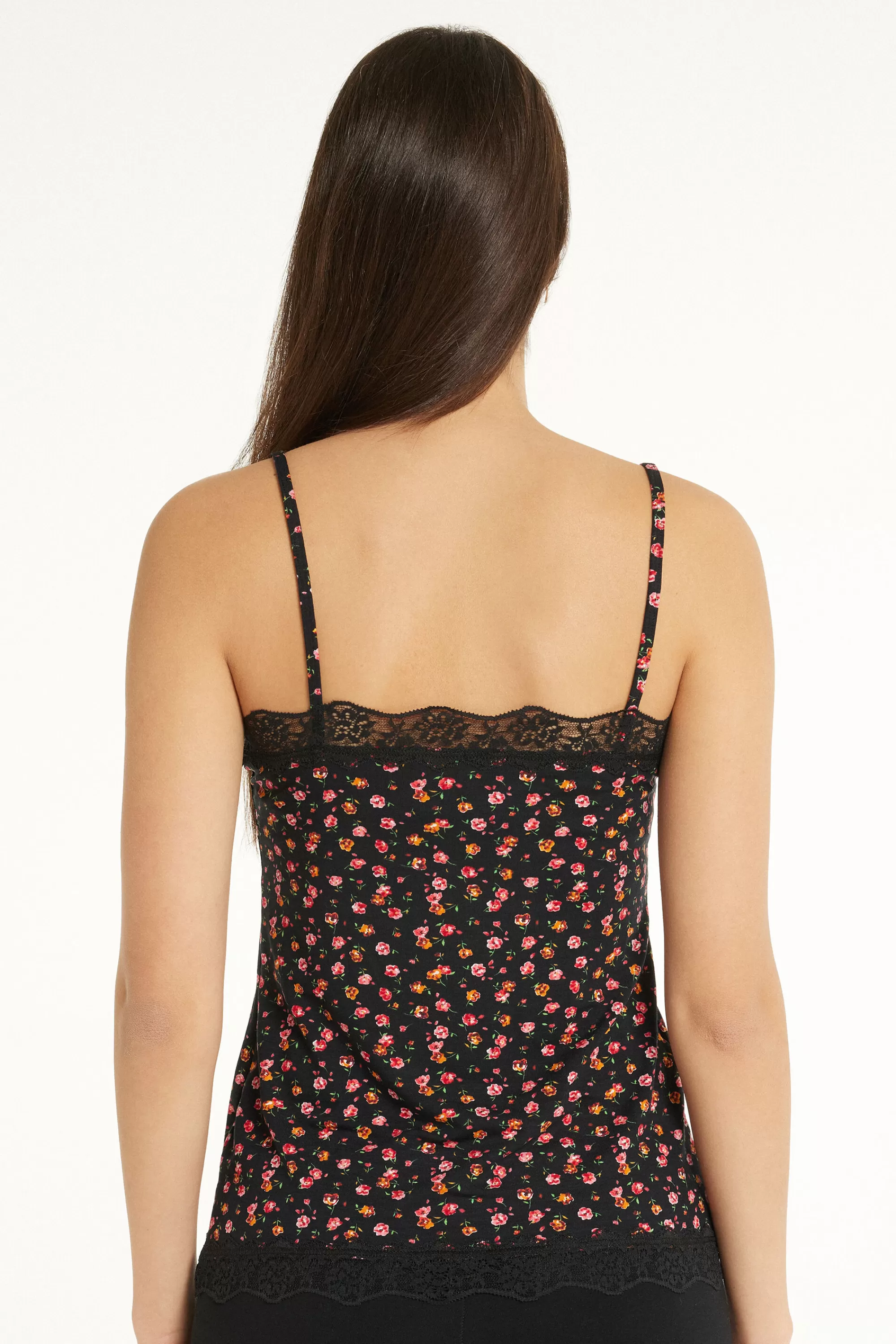 Hot Canotta Scollo A V Con Inserto In Pizzo - Canotte E Top - Donna | Canotte e Top