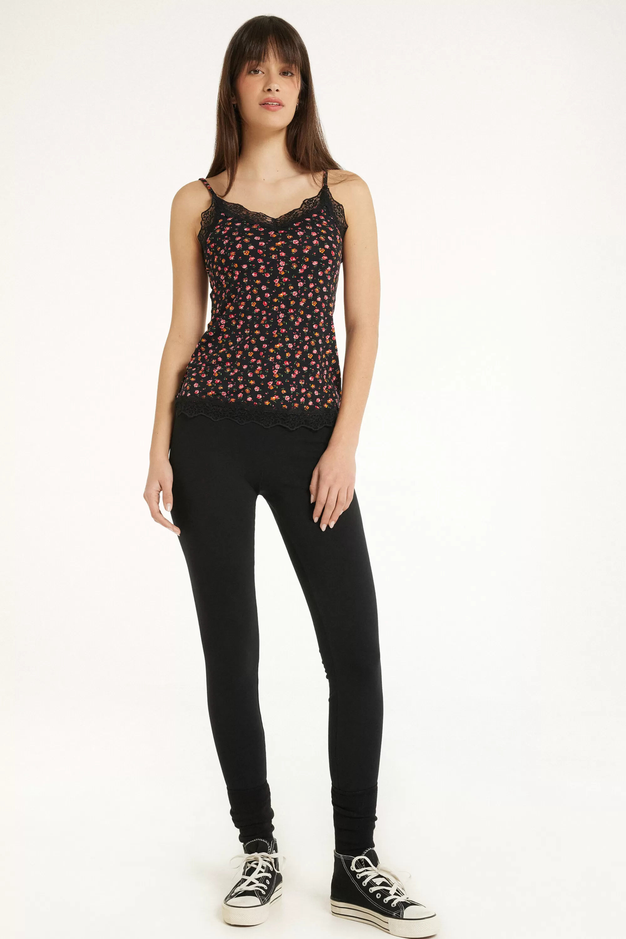 Hot Canotta Scollo A V Con Inserto In Pizzo - Canotte E Top - Donna | Canotte e Top