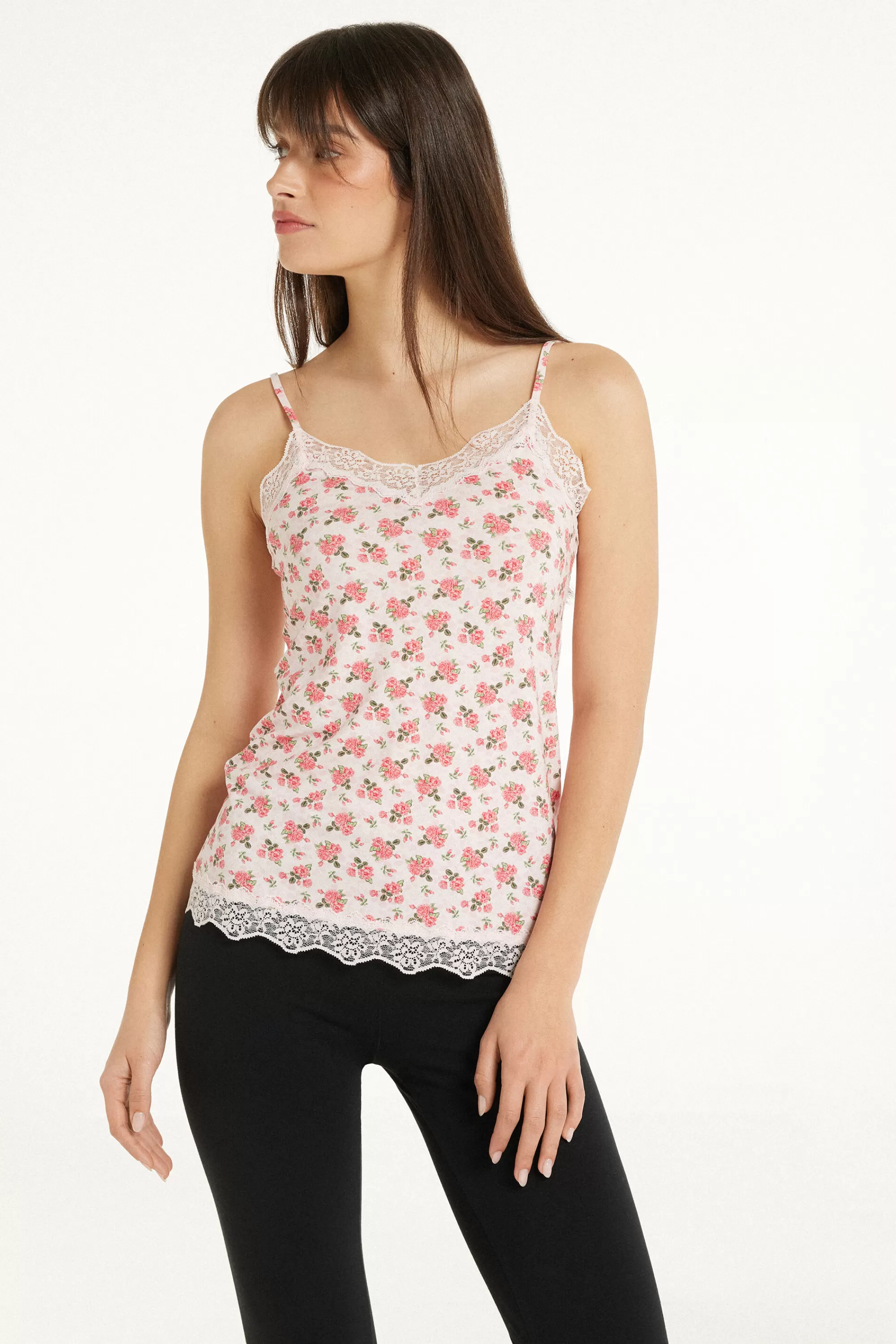 Cheap Canotta Scollo A V Con Inserto In Pizzo - Canotte E Top - Donna | Canotte e Top